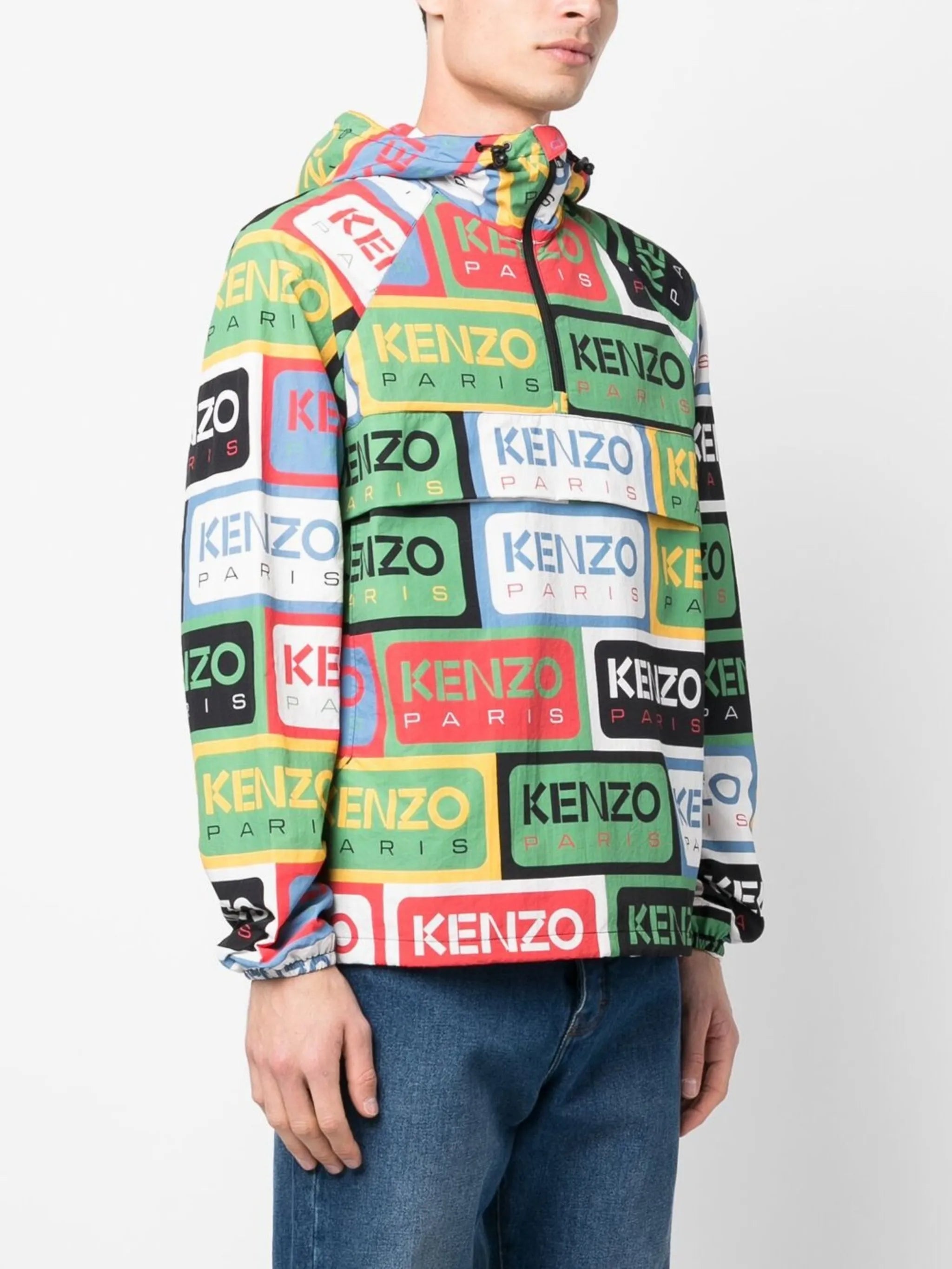 labl-print half-zip windbreaker