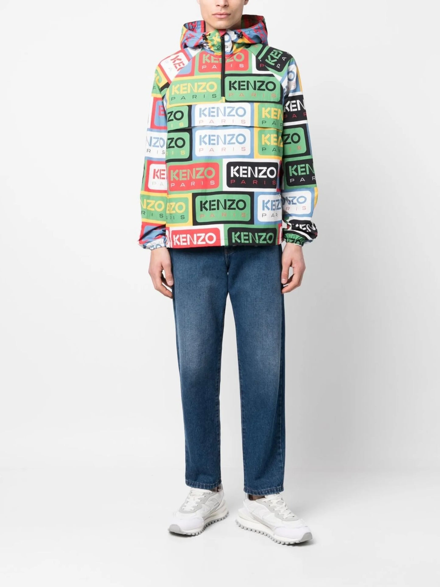labl-print half-zip windbreaker