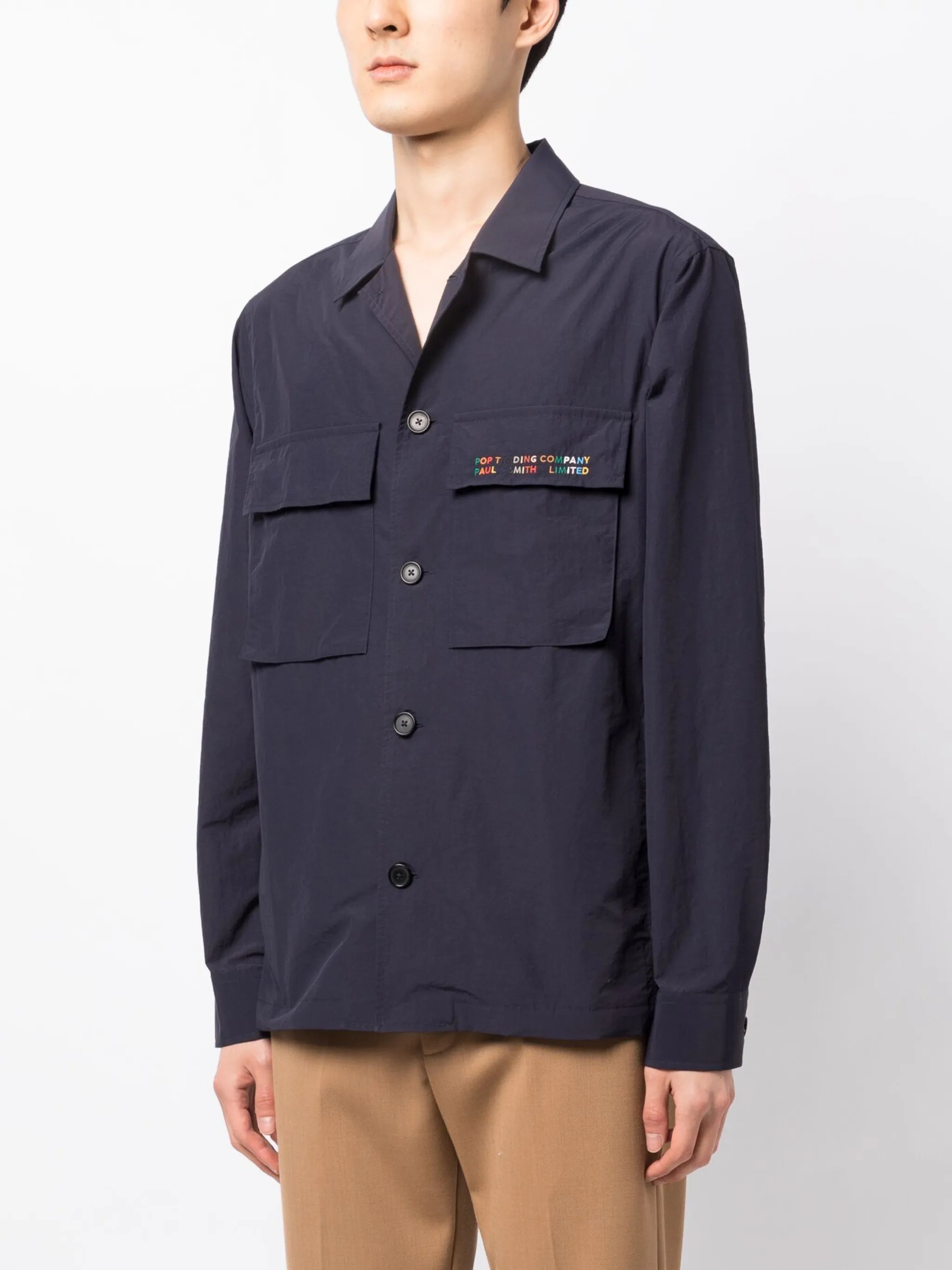 logo-embroidered camp-collar shirt