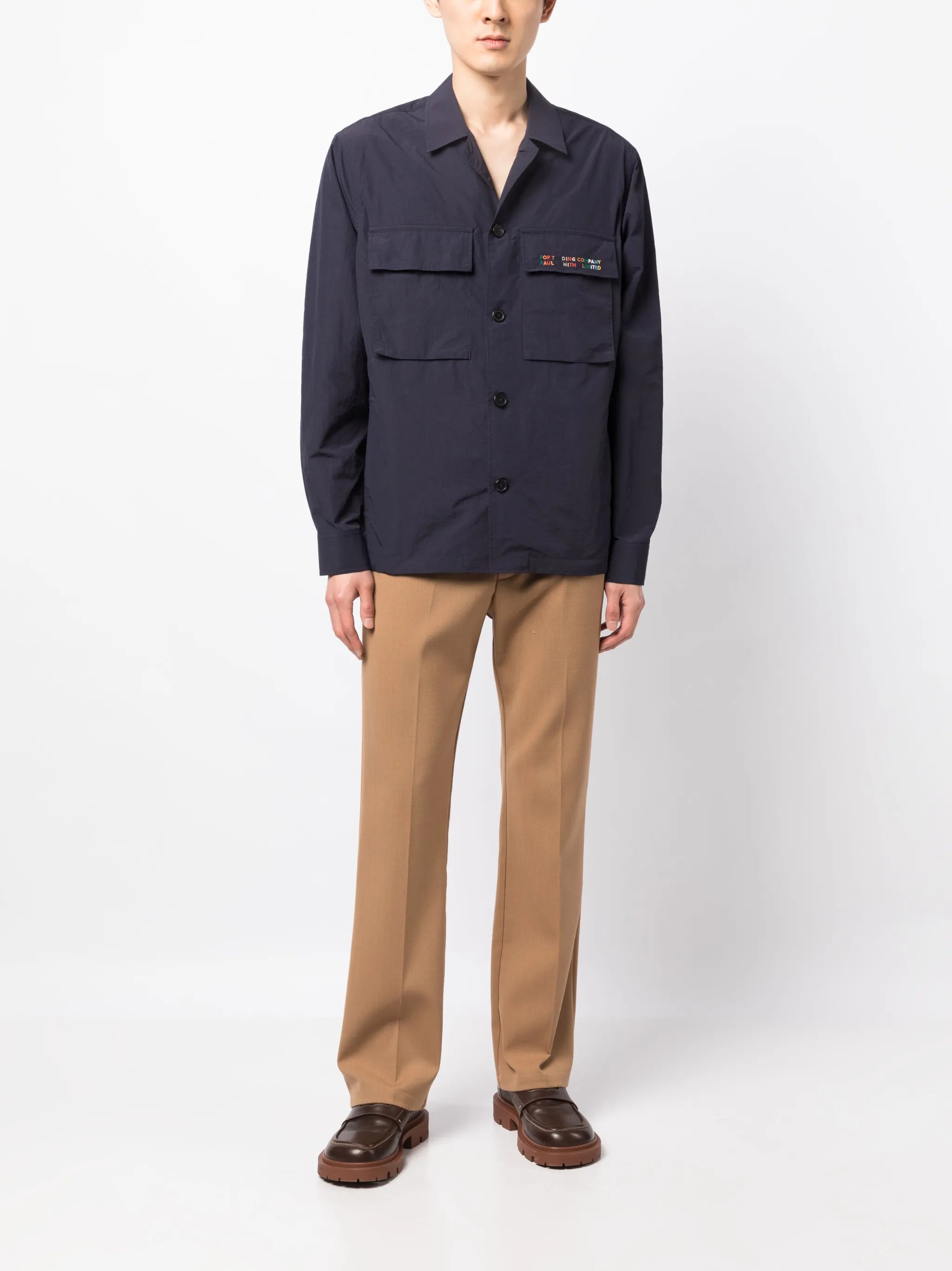 logo-embroidered camp-collar shirt