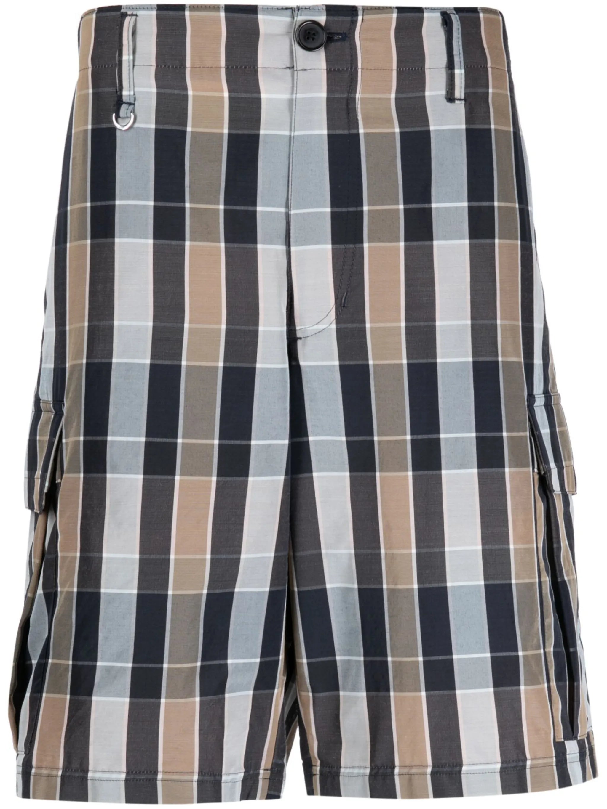 check-pattern wool-blend shorts