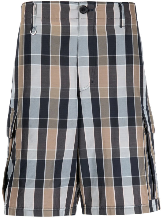 check-pattern wool-blend shorts