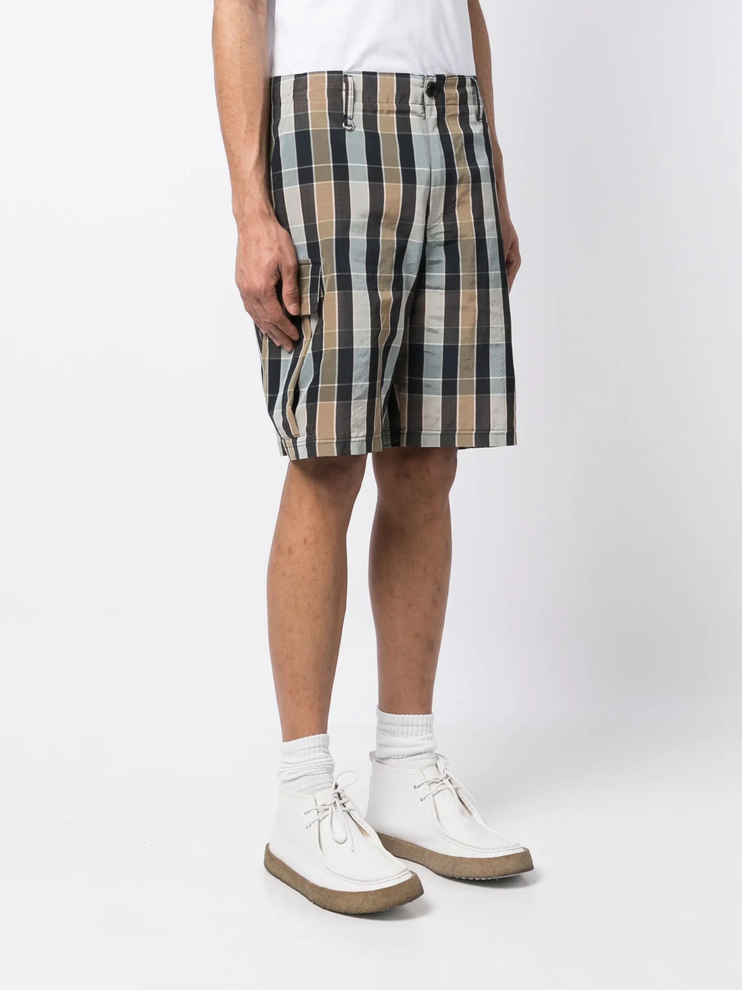 check-pattern wool-blend shorts