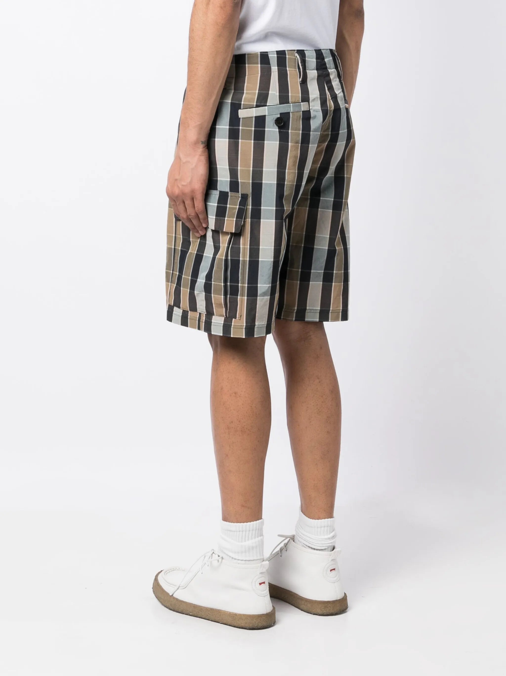 check-pattern wool-blend shorts