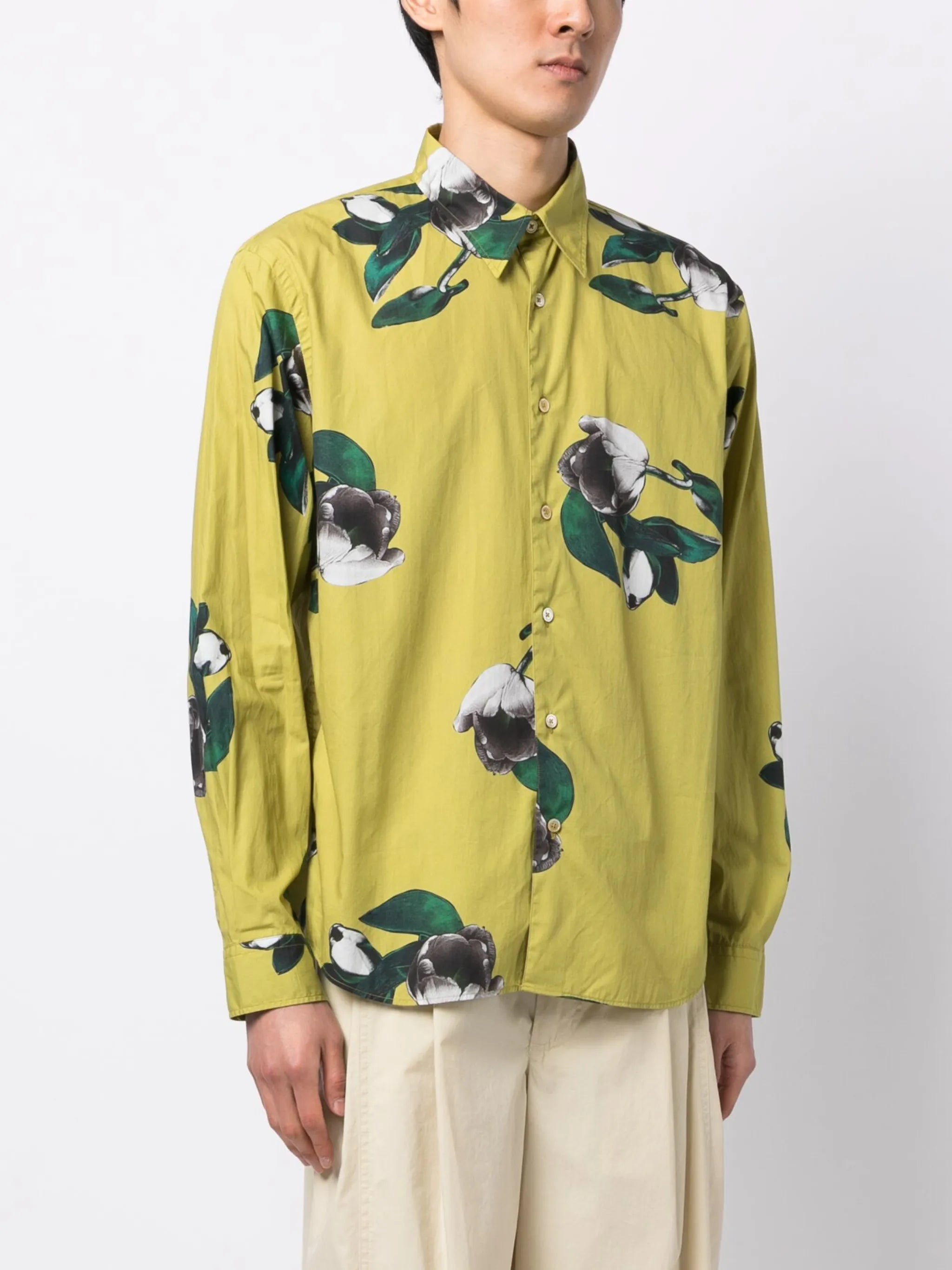 floral-print cotton shirt