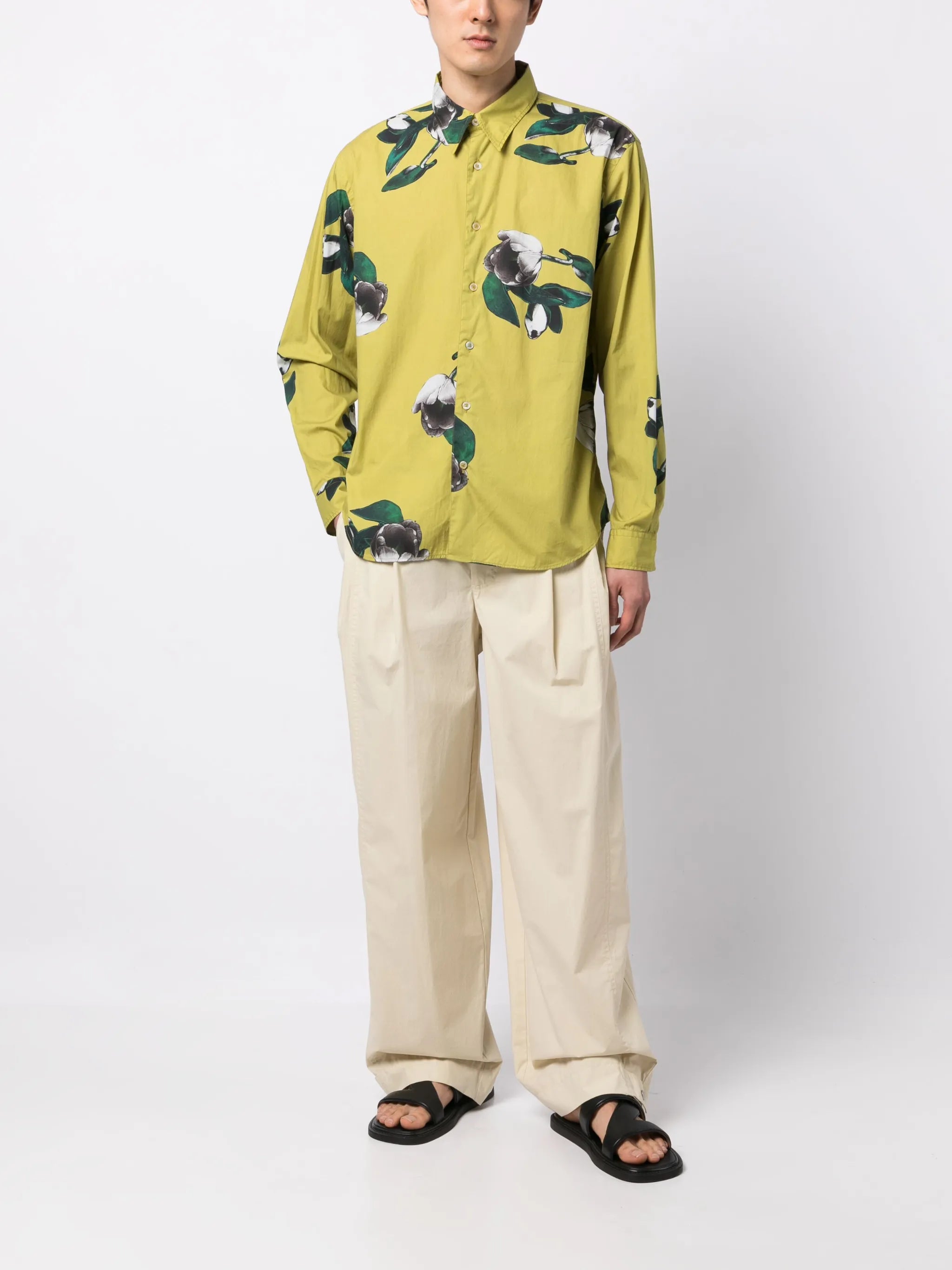 floral-print cotton shirt