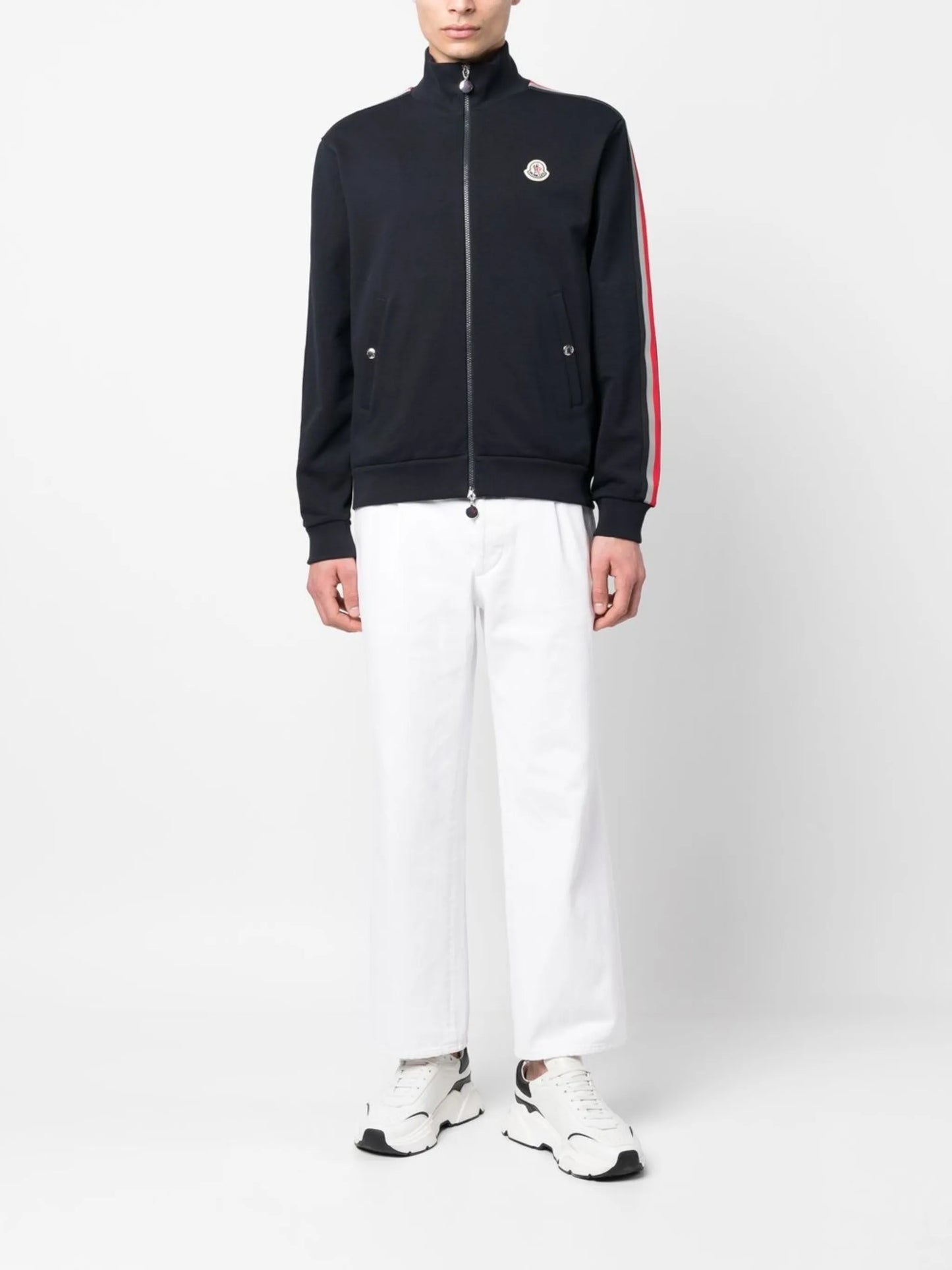 stripe-detail zip-up sweatshirt