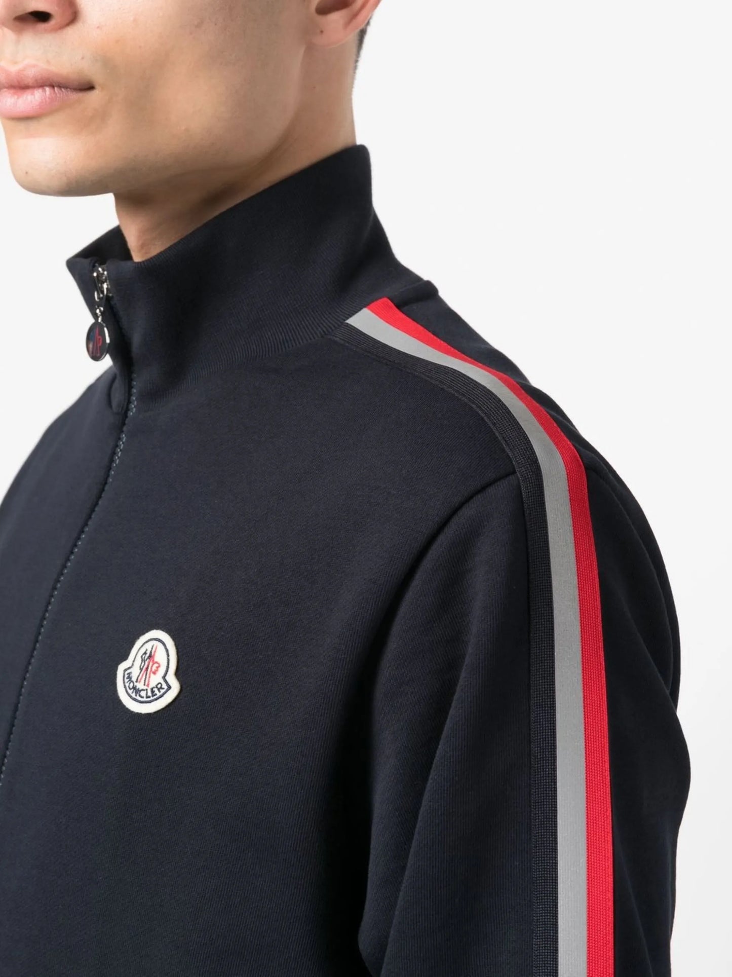 stripe-detail zip-up sweatshirt