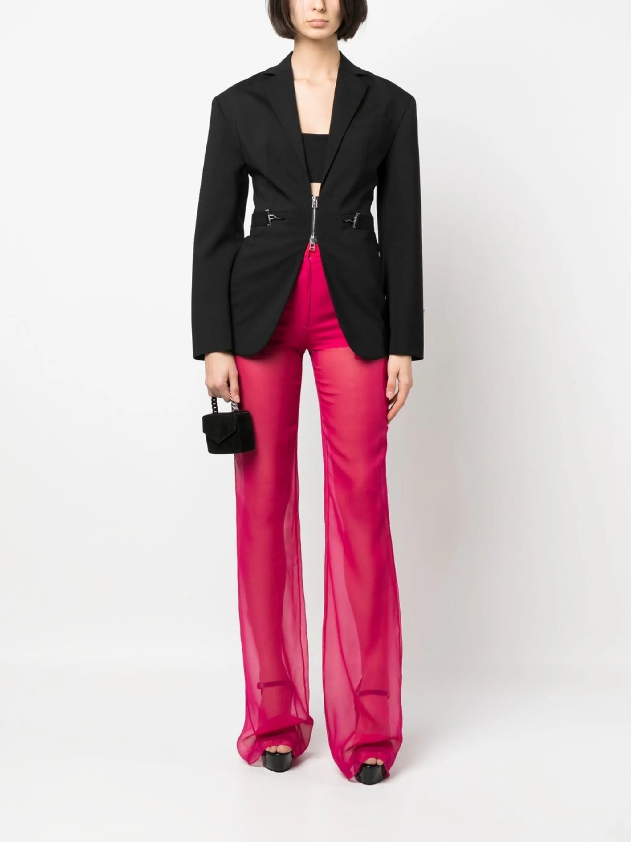 sheer straight-leg trousers