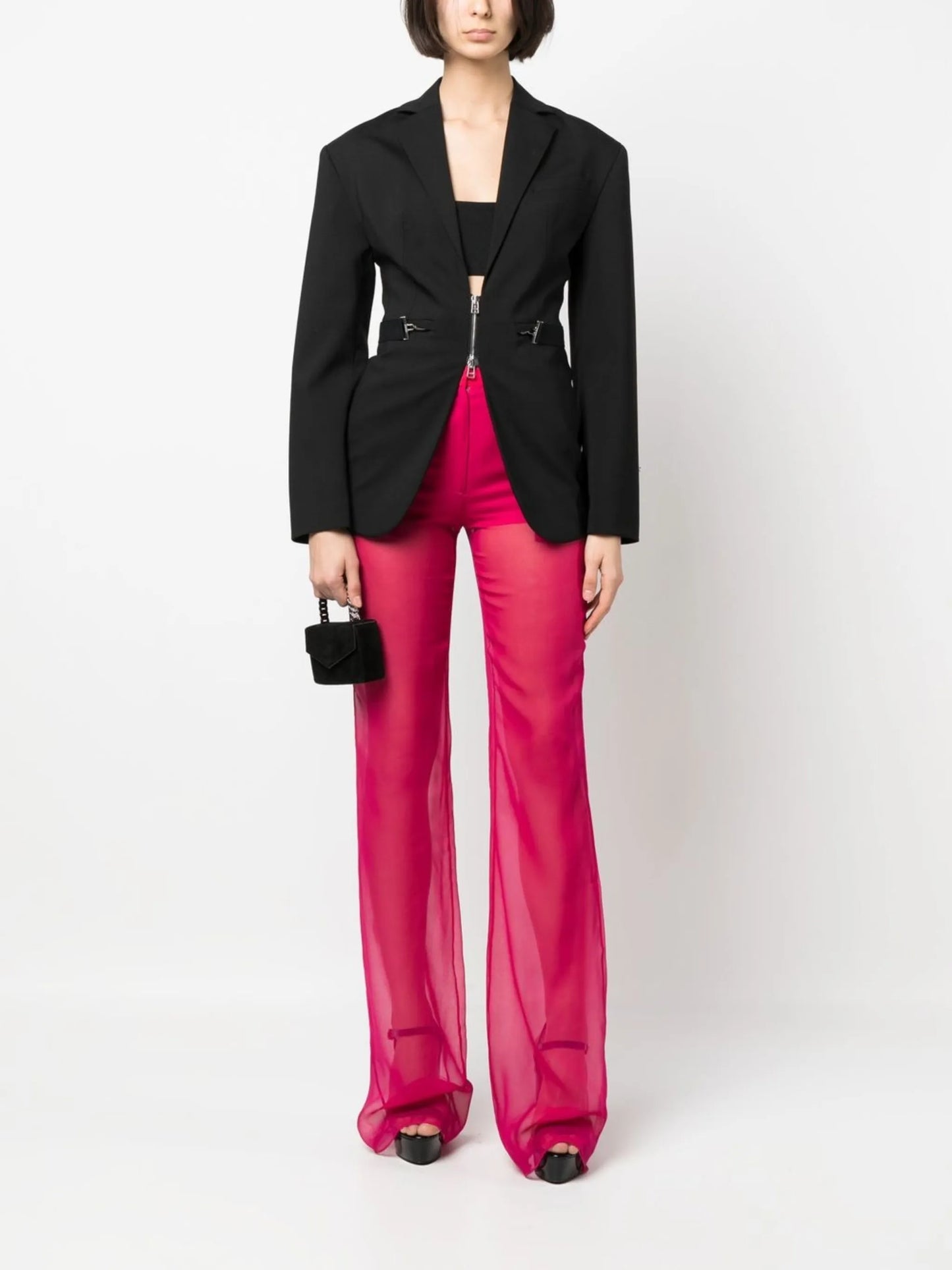 sheer straight-leg trousers
