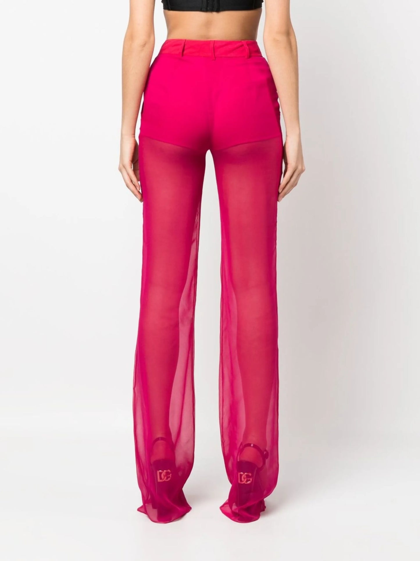 sheer straight-leg trousers