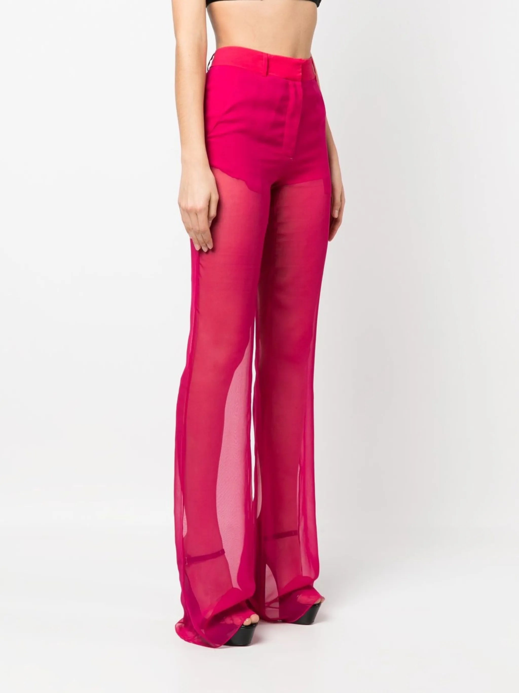 sheer straight-leg trousers