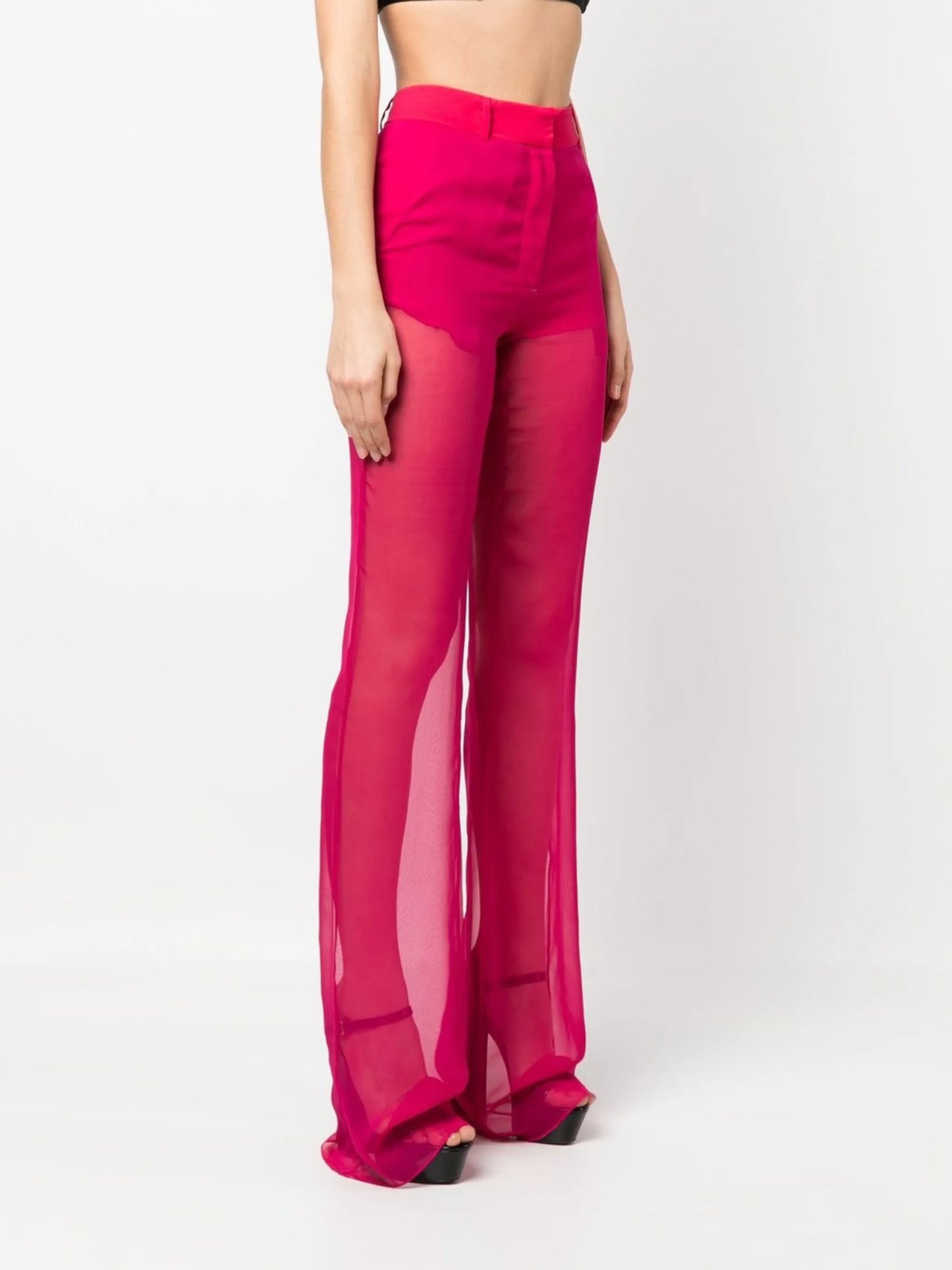 sheer straight-leg trousers