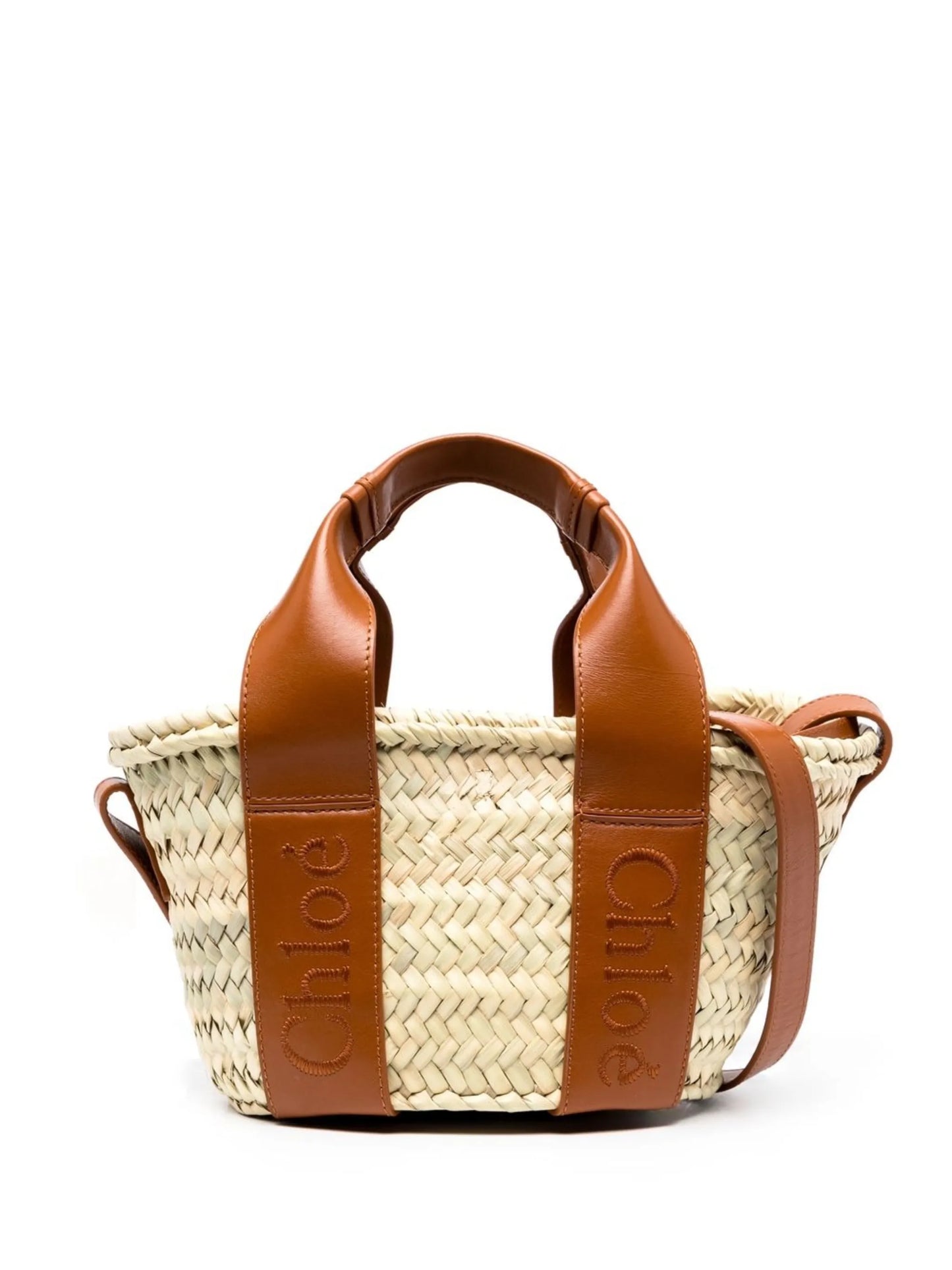 logo-detail raffia tote bag