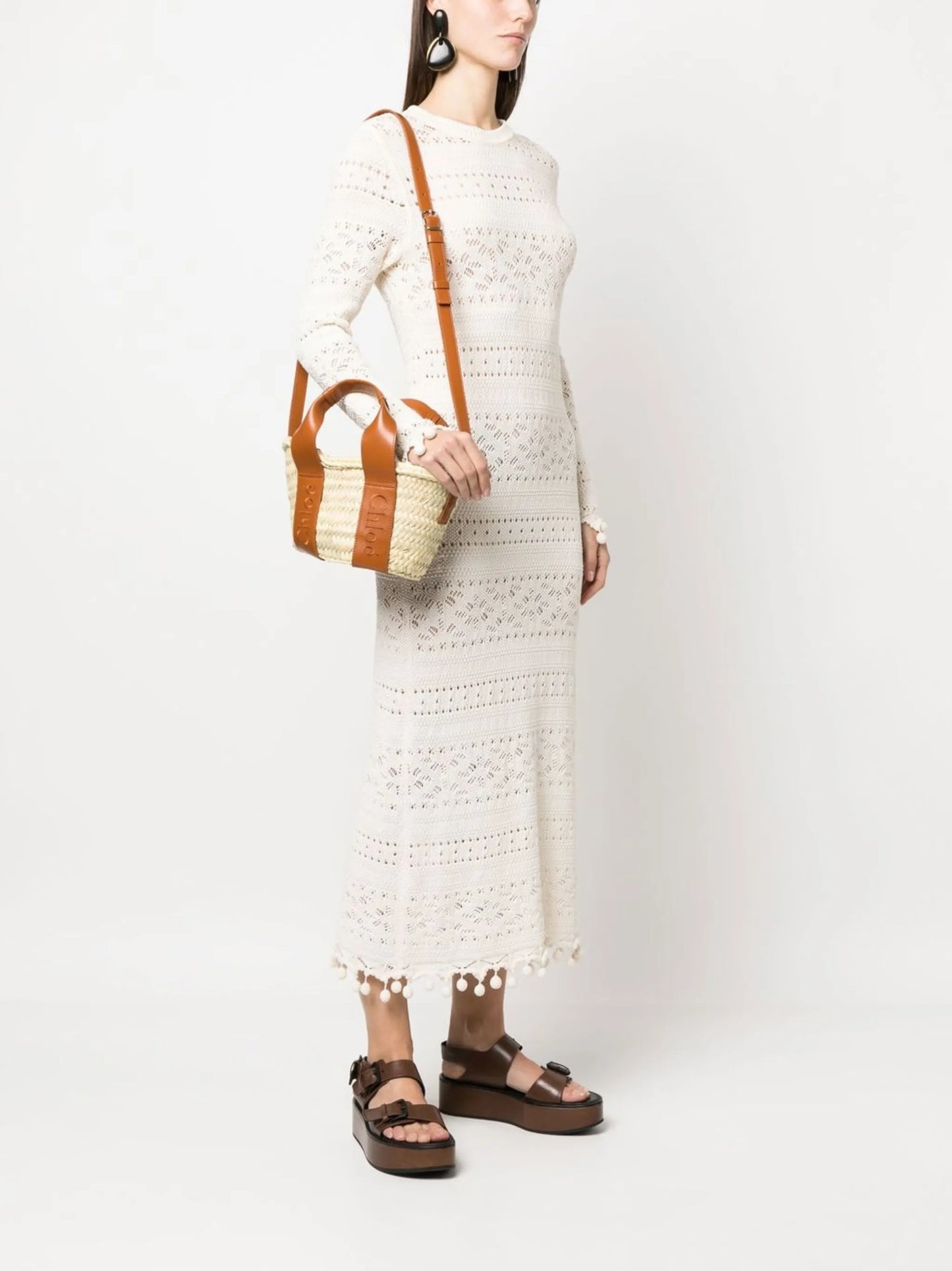 logo-detail raffia tote bag