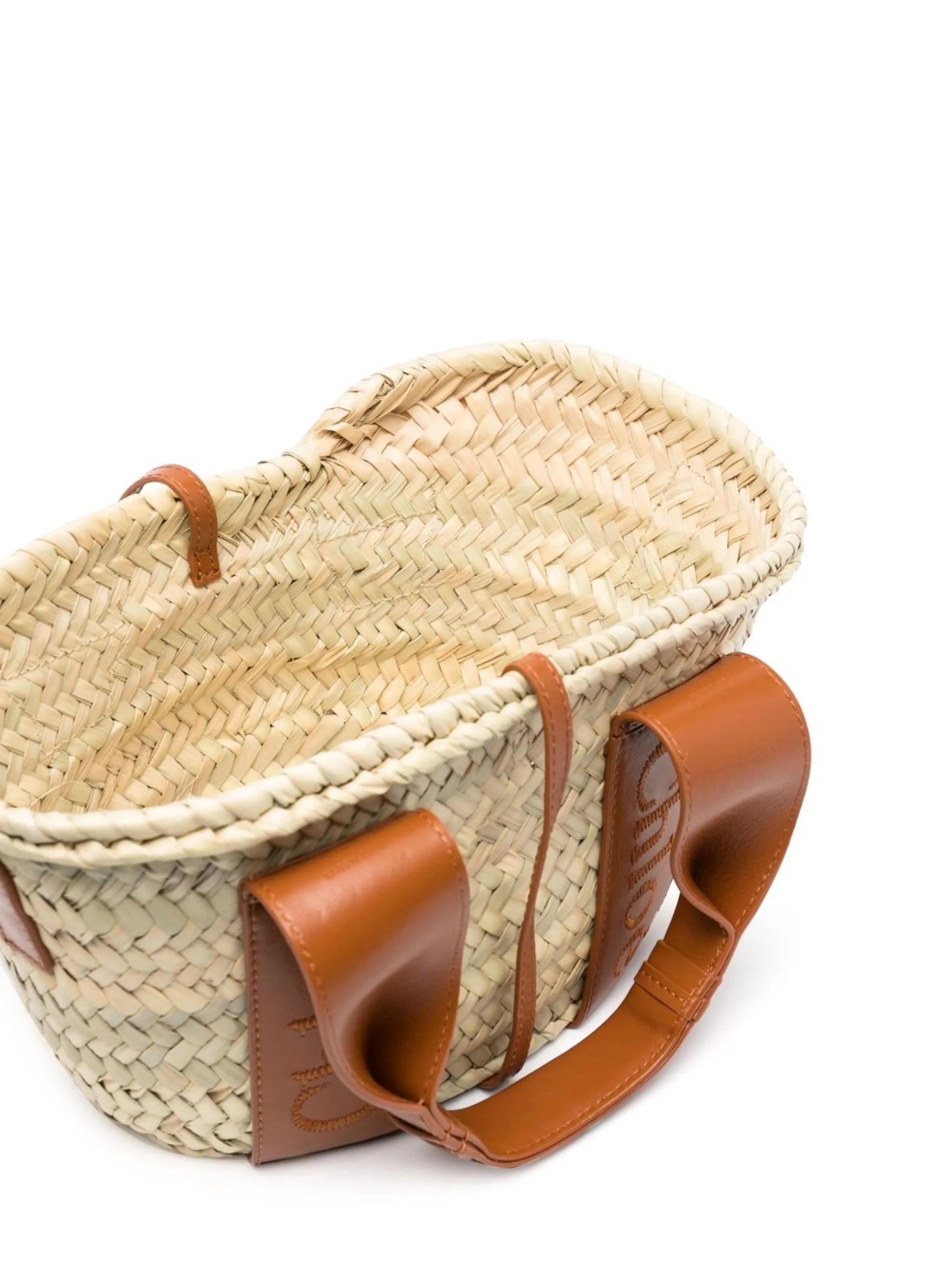 logo-detail raffia tote bag