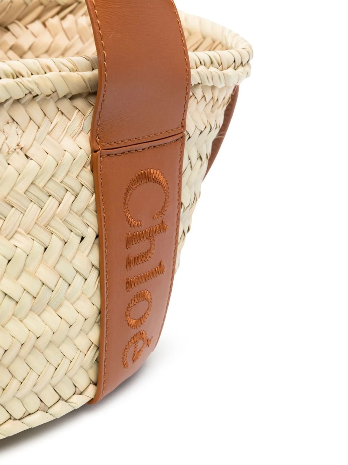 logo-detail raffia tote bag