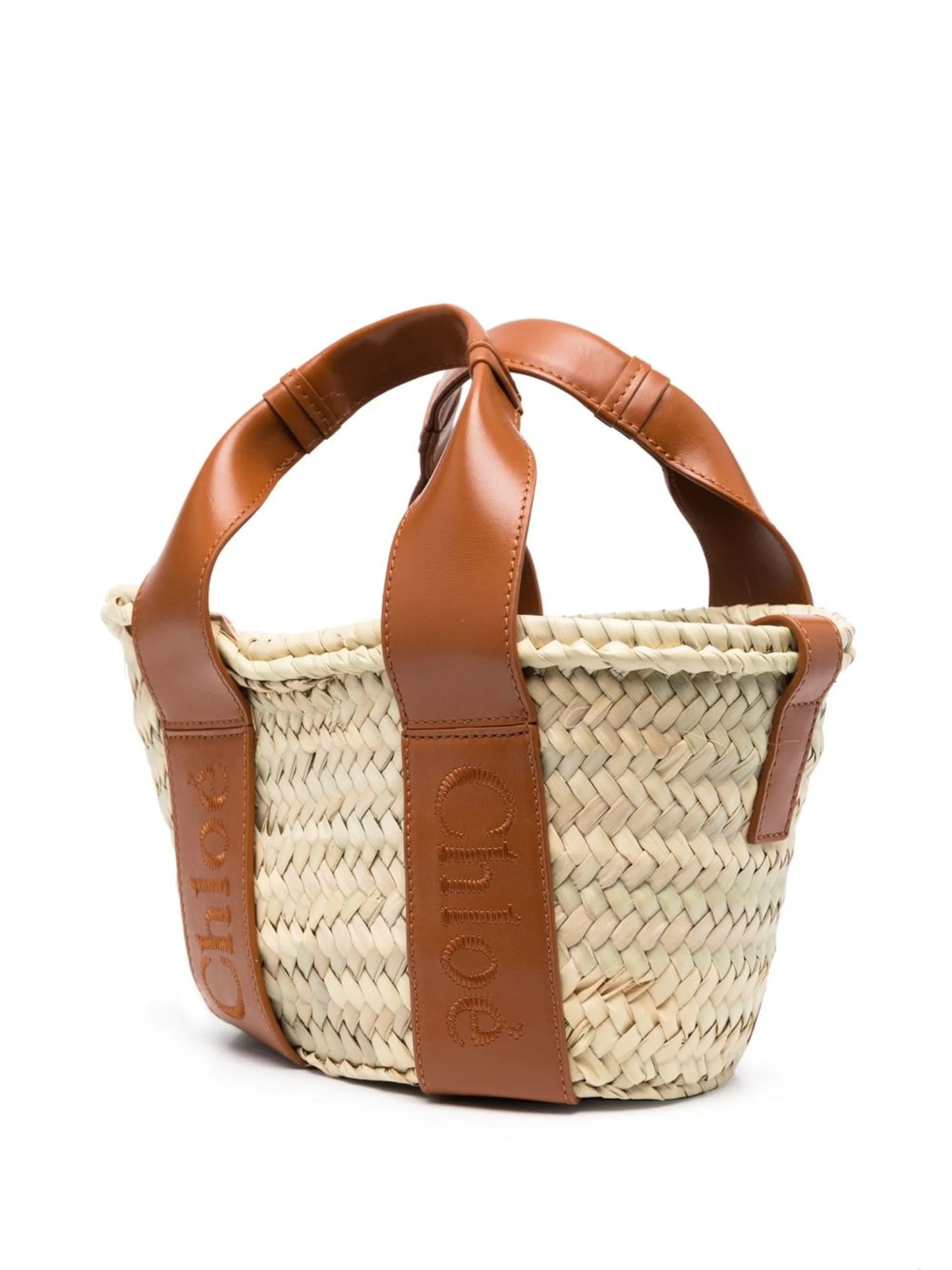 logo-detail raffia tote bag