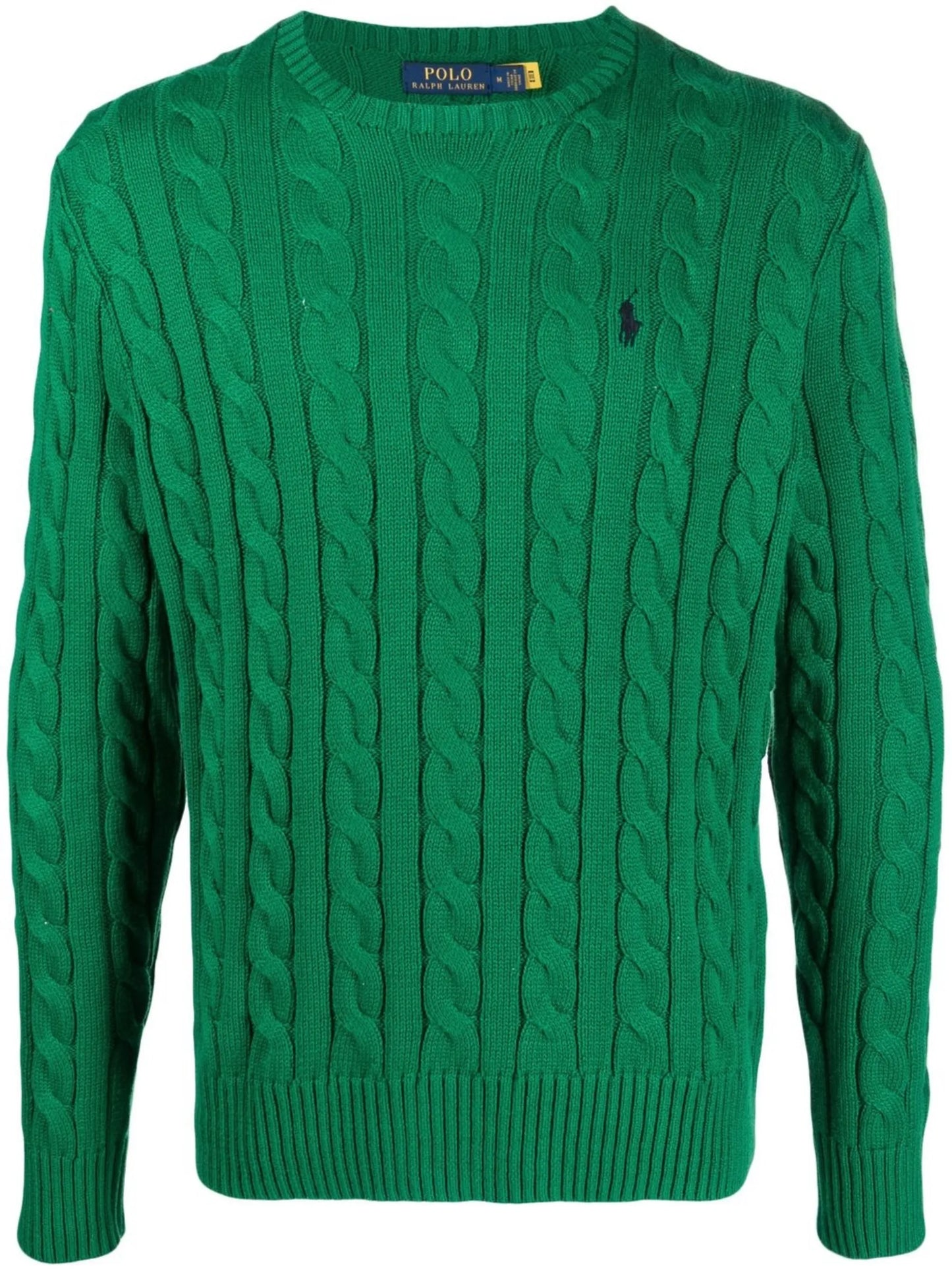 embroidered-logo cable-knit jumper