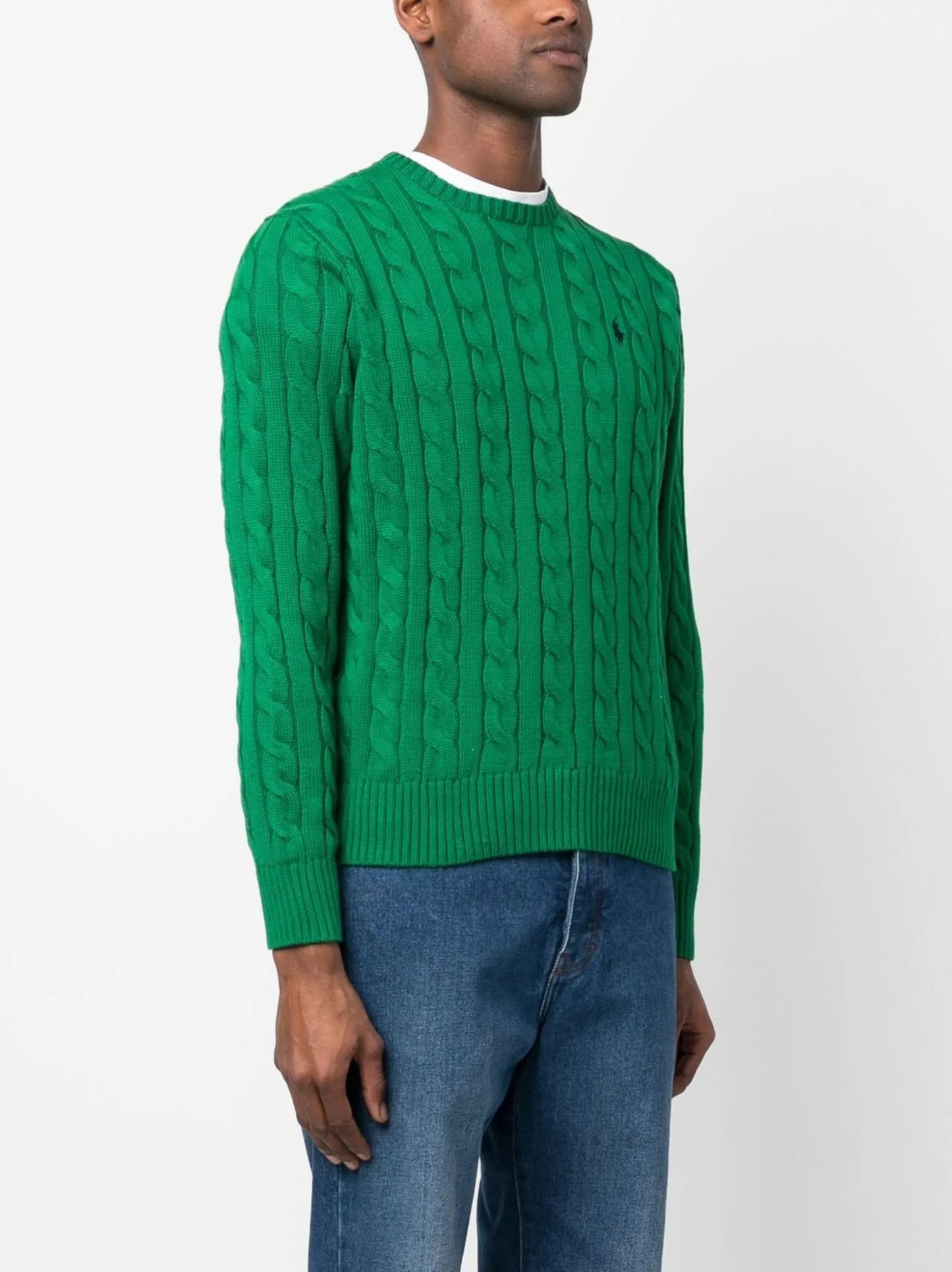 embroidered-logo cable-knit jumper