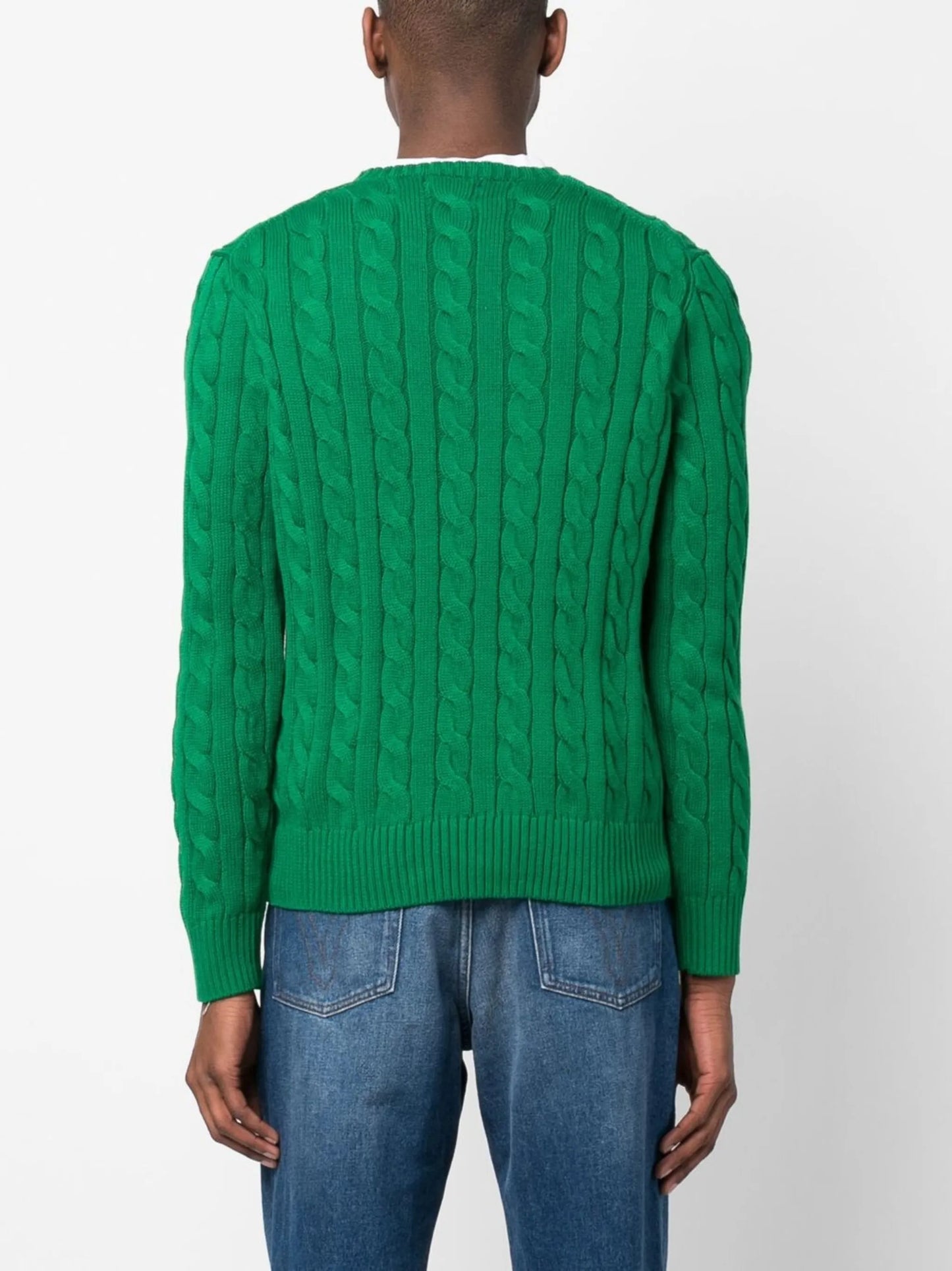embroidered-logo cable-knit jumper