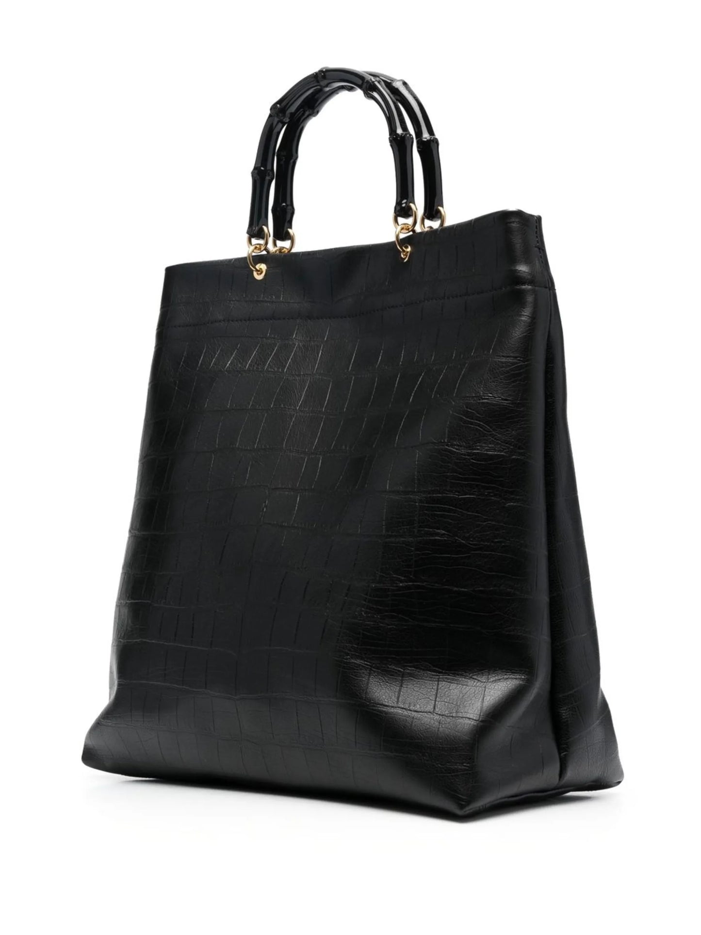 bamboo-handle embossed tote bag