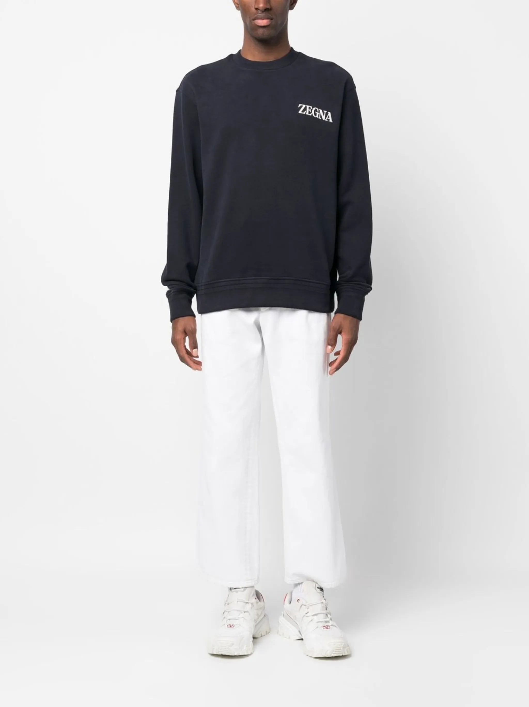 raised-logo crew-neck sweatshirt