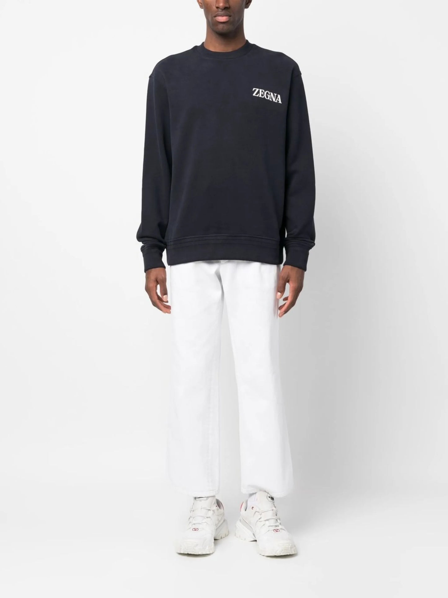 raised-logo crew-neck sweatshirt