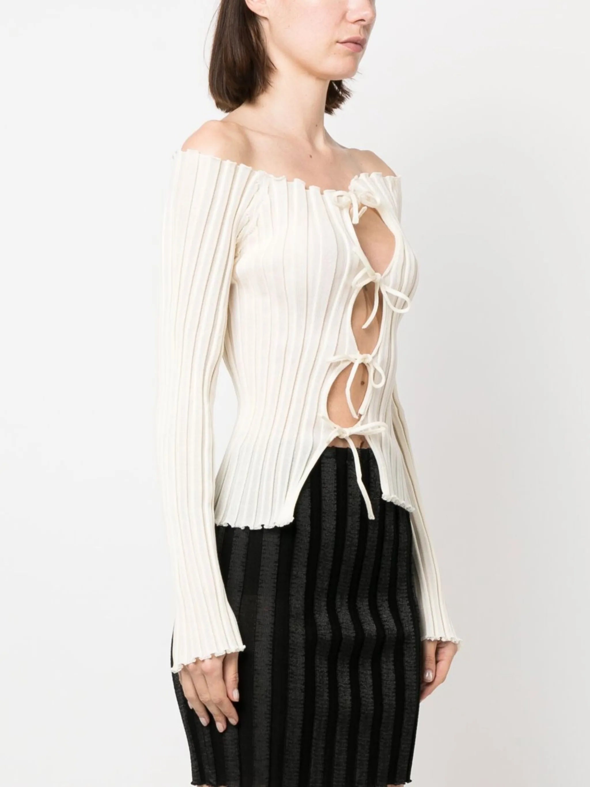 ribbed off-shoulder knitted top