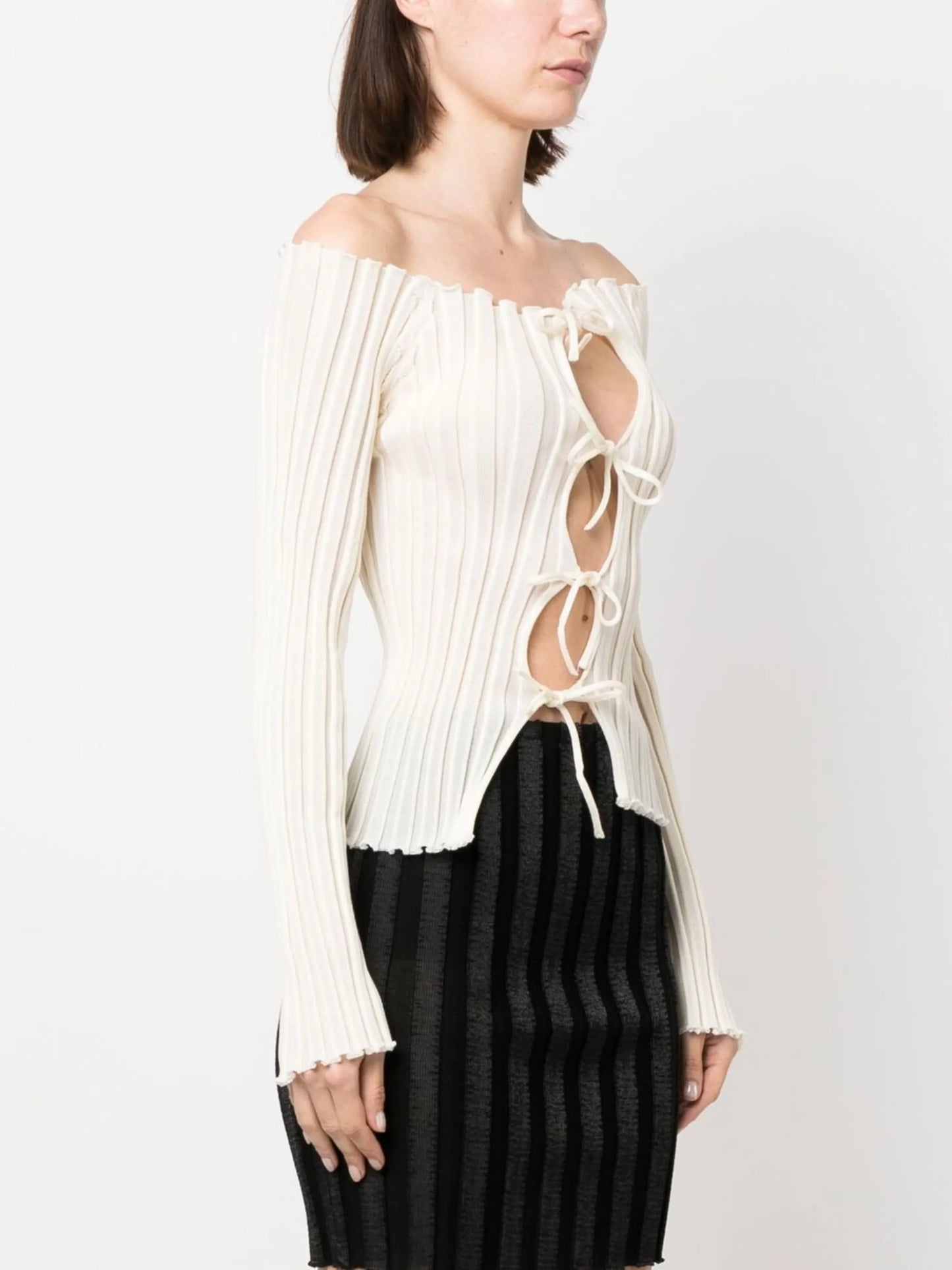 ribbed off-shoulder knitted top