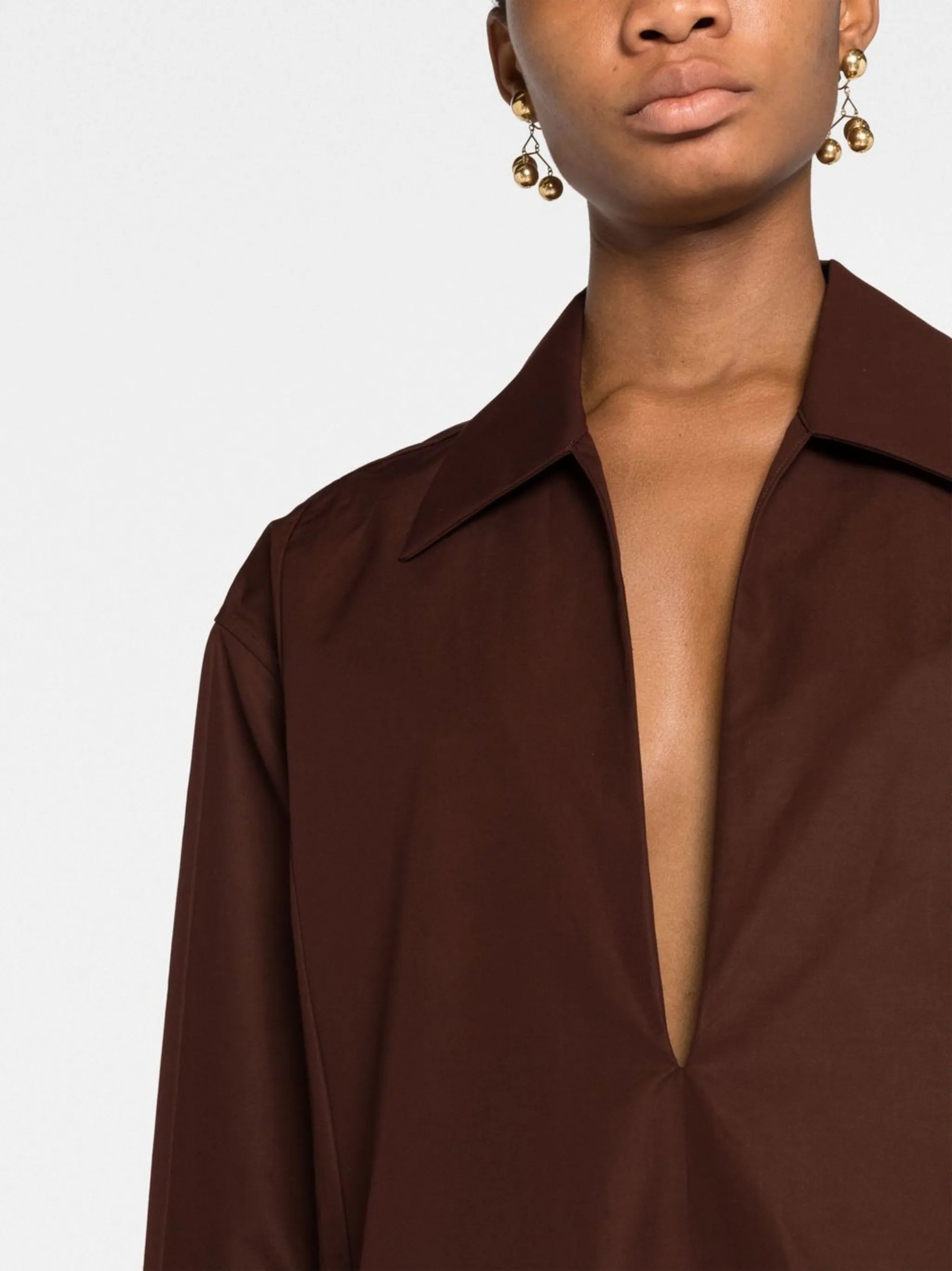 V-neck cotton shirtdress