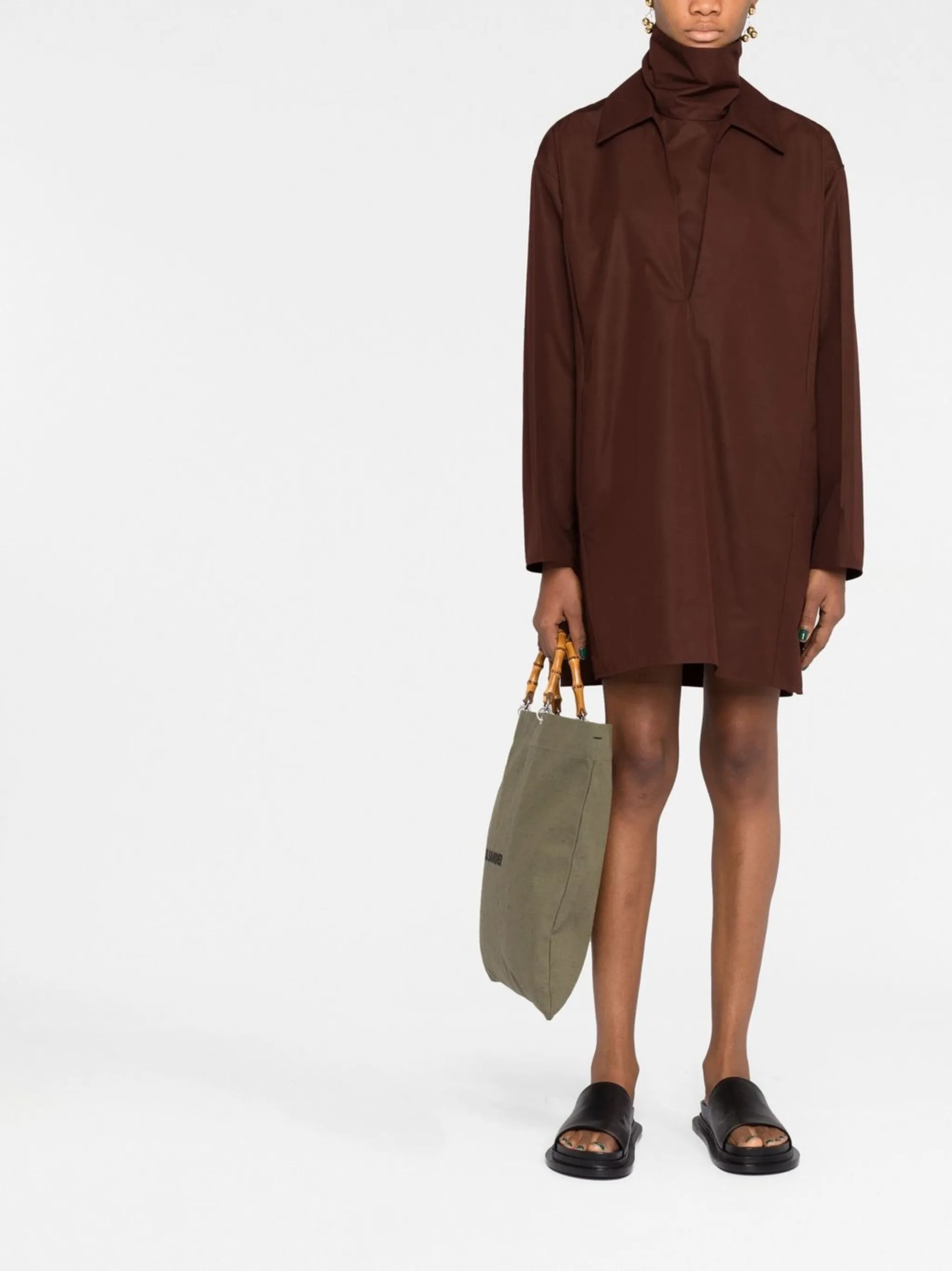 V-neck cotton shirtdress