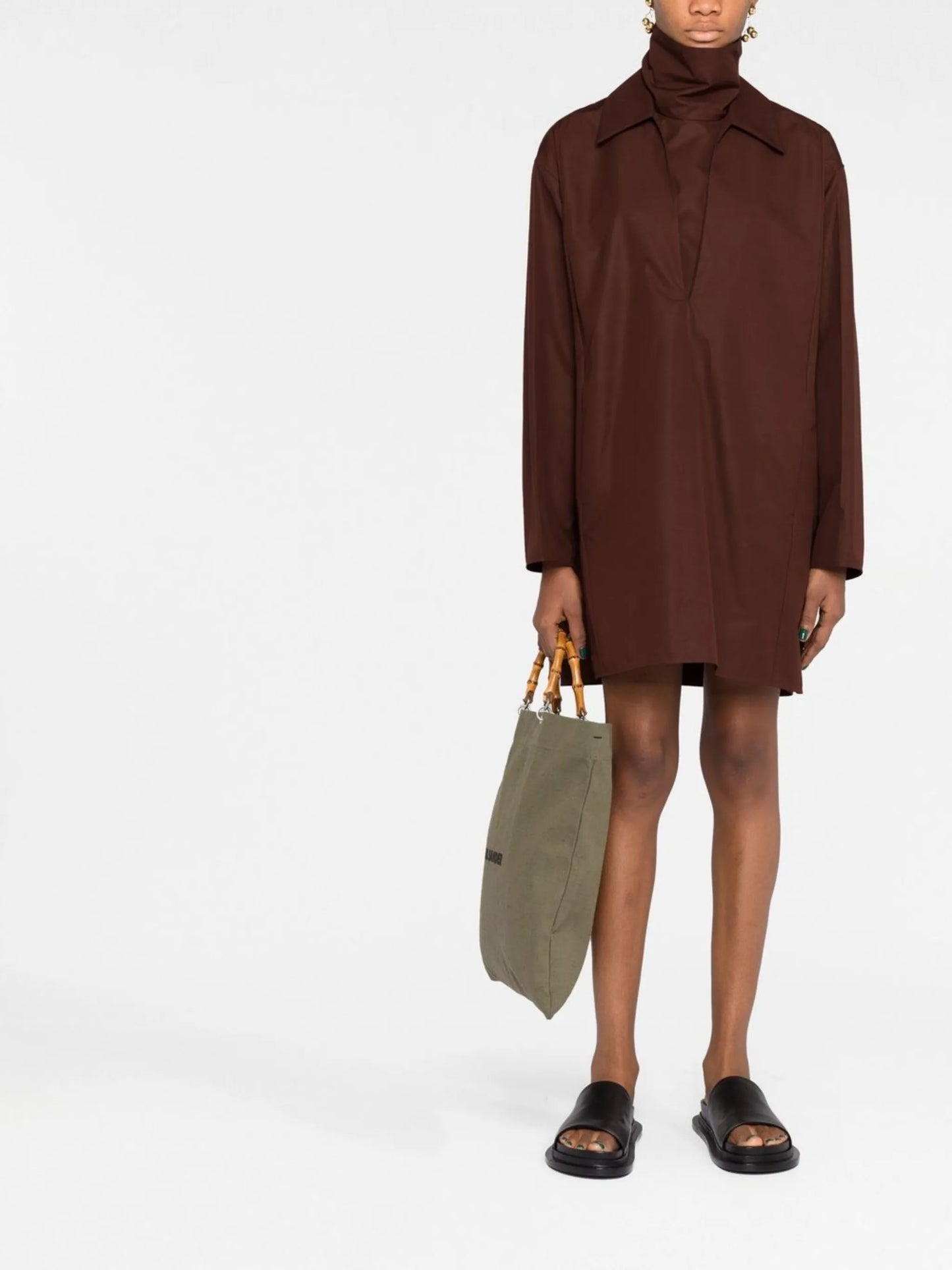 V-neck cotton shirtdress