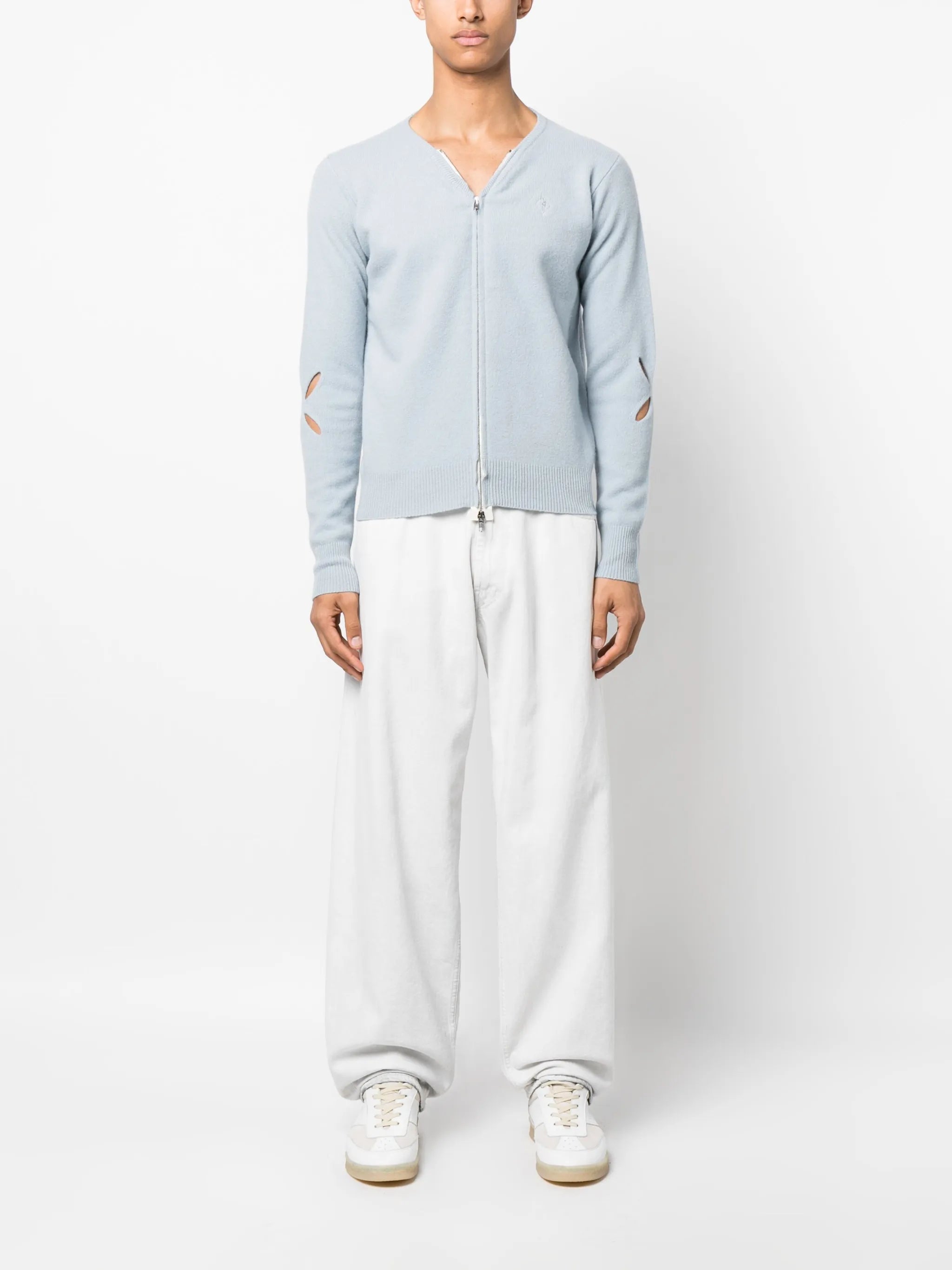 cut-out logo-embroidered cardigan