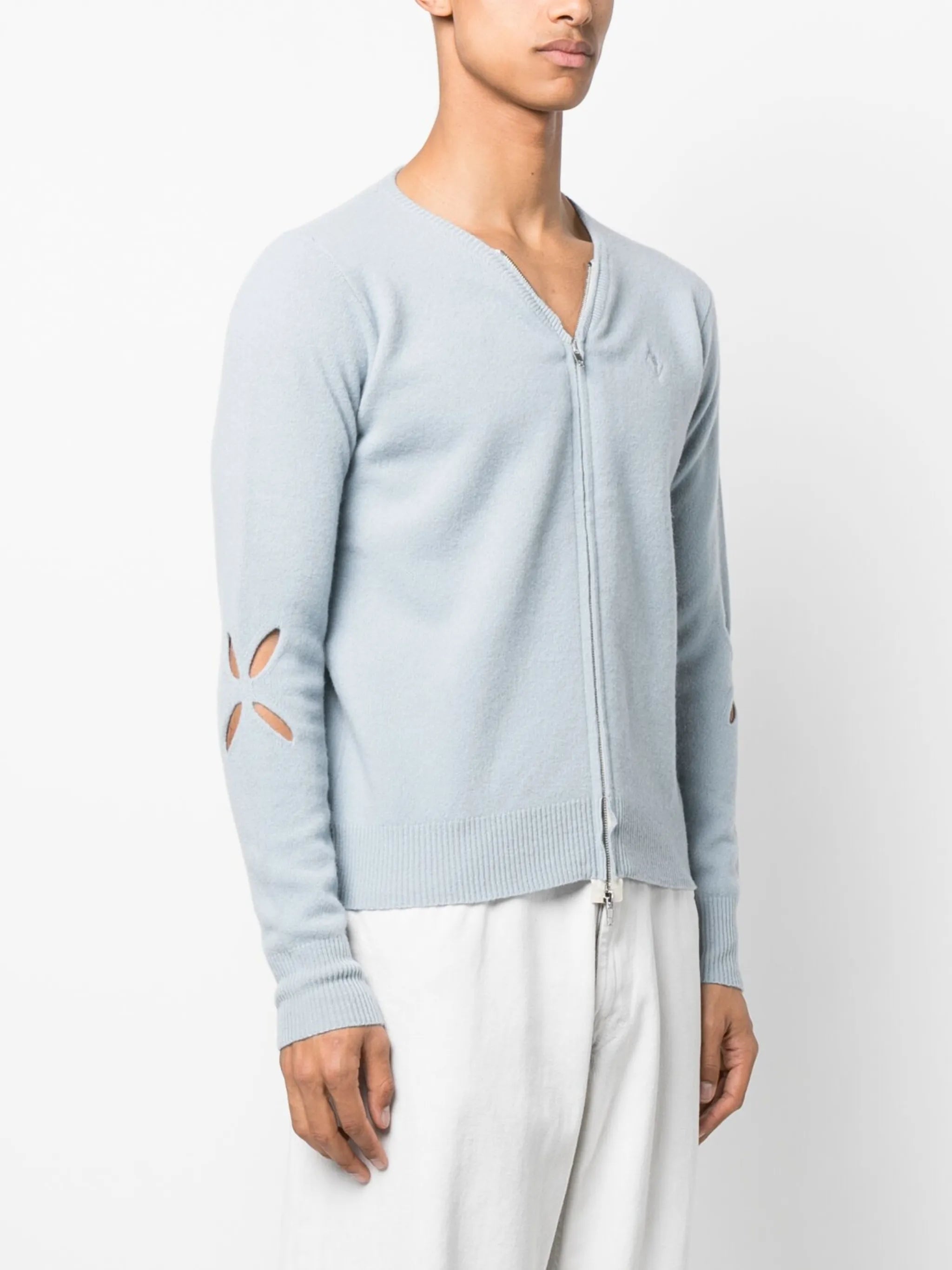 cut-out logo-embroidered cardigan