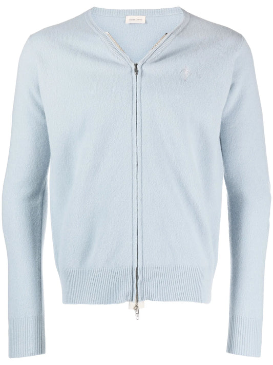 cut-out logo-embroidered cardigan