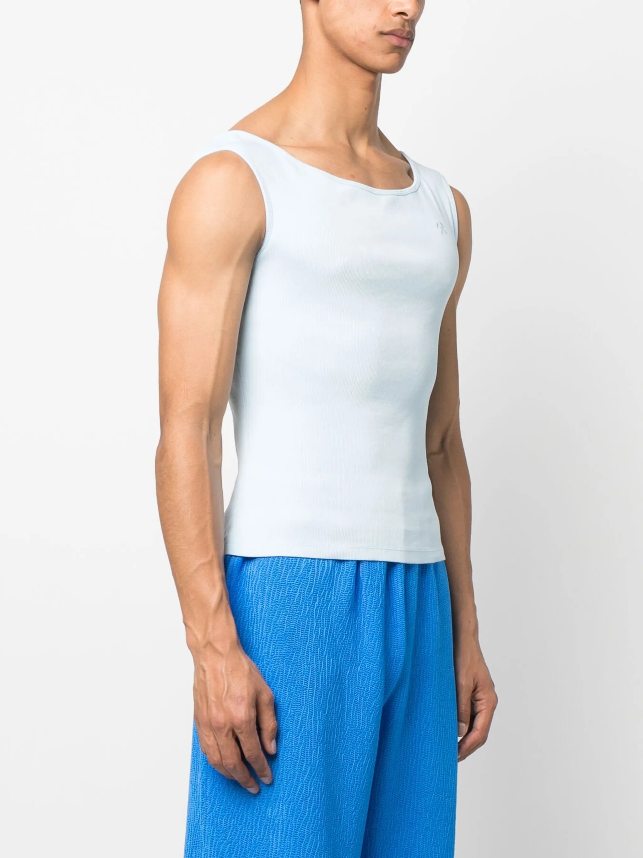 embroidered-logo ribbed tank top