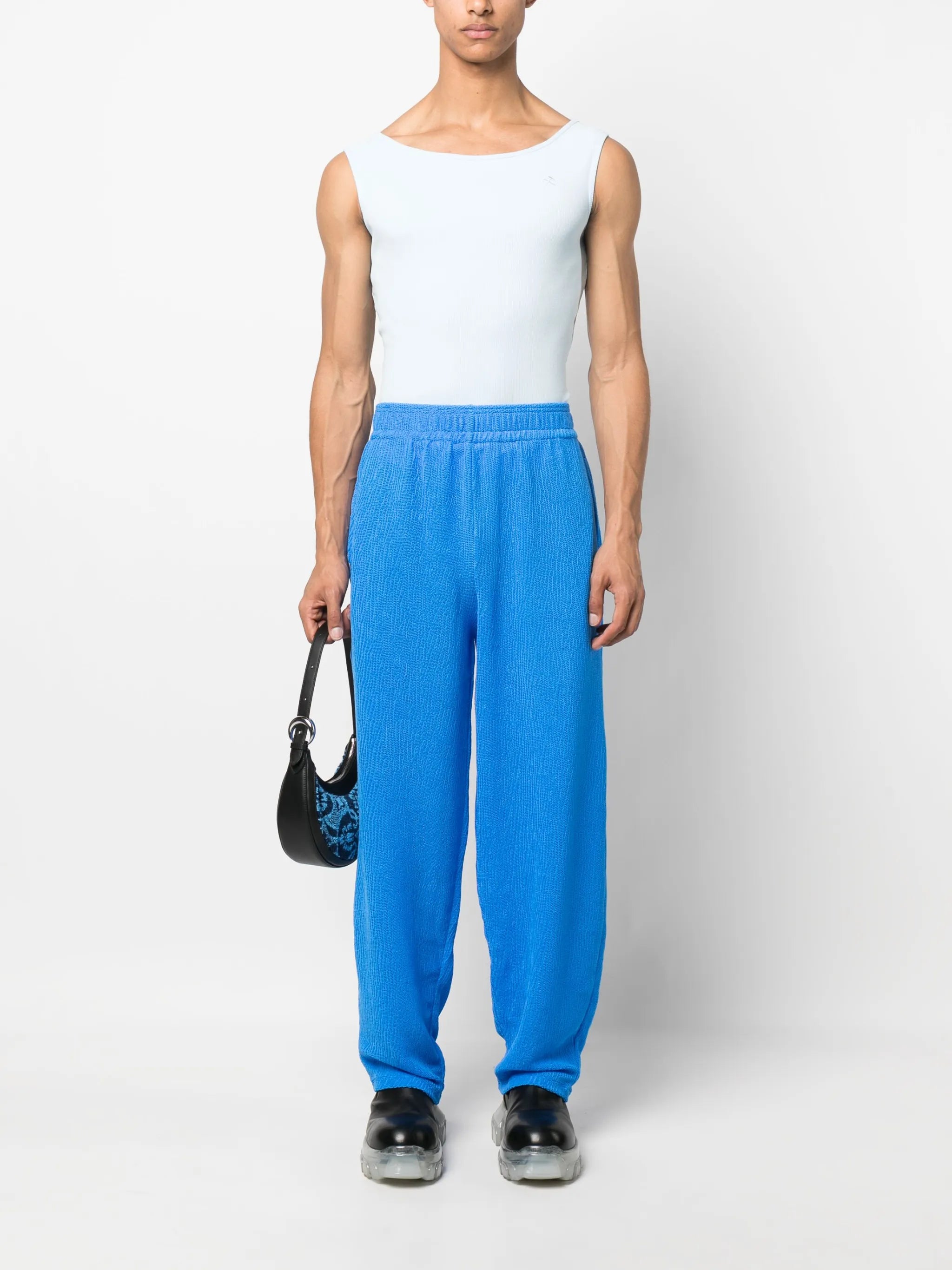 embroidered-logo ribbed tank top