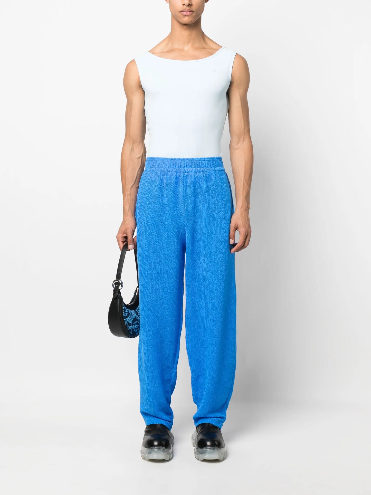 embroidered-logo ribbed tank top