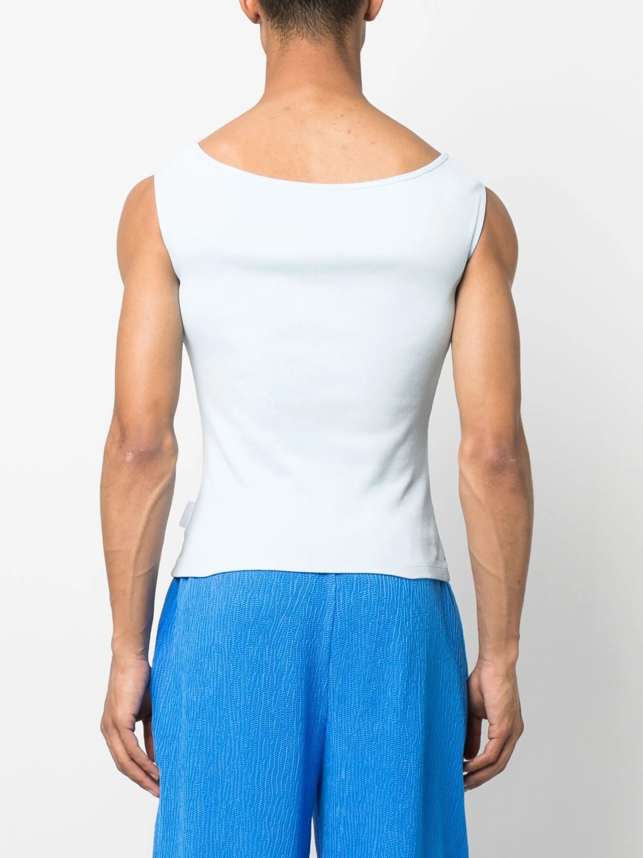 embroidered-logo ribbed tank top