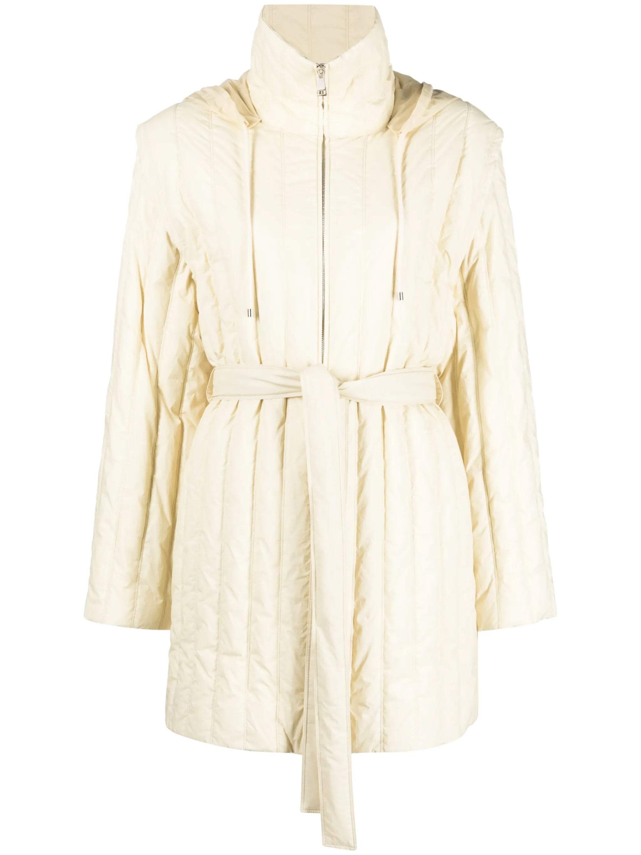 detachable-sleeve quilted jacket