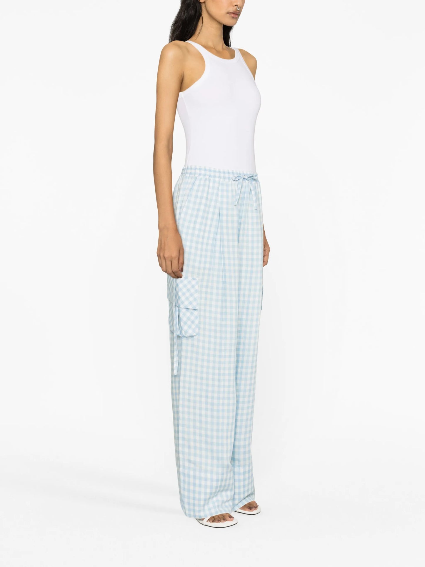 Safari check-print cargo pants