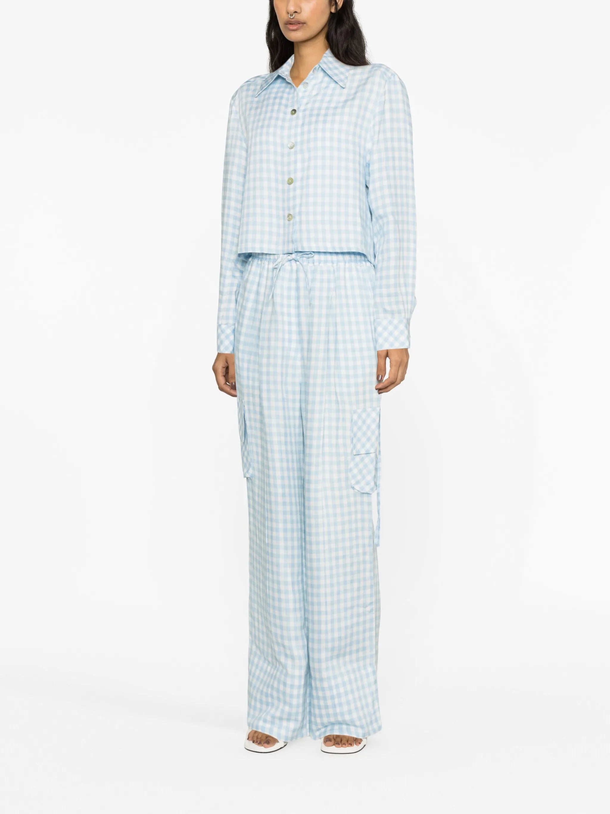 Safari check-print cargo pants