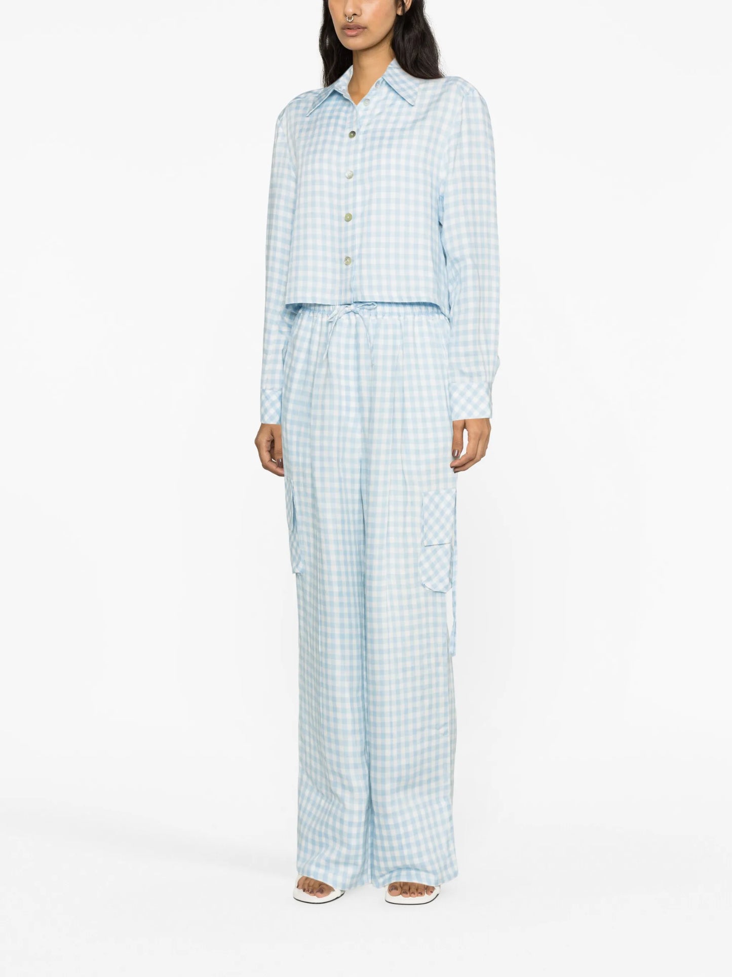 Safari check-print cargo pants