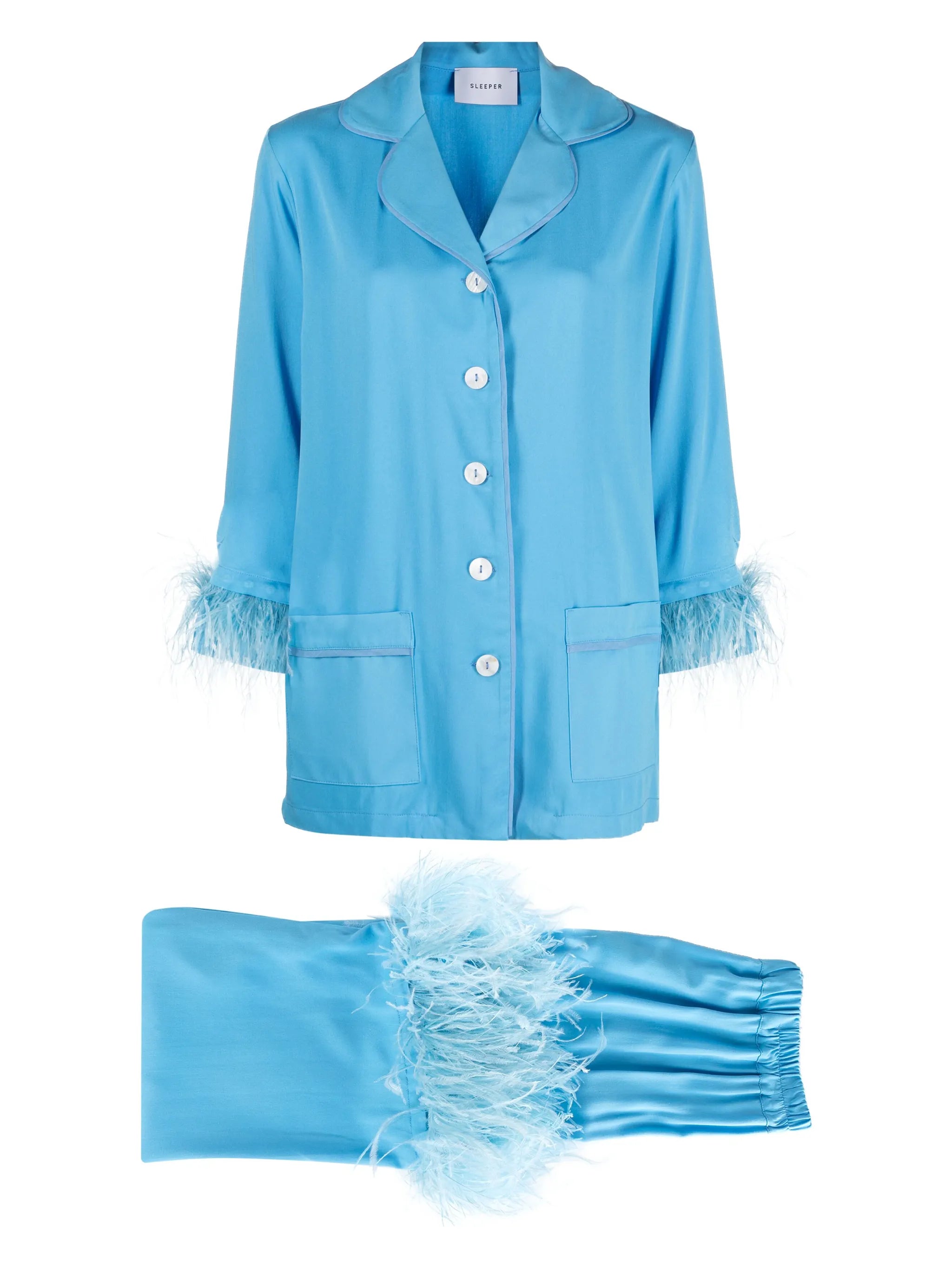feather-trim pyjama set