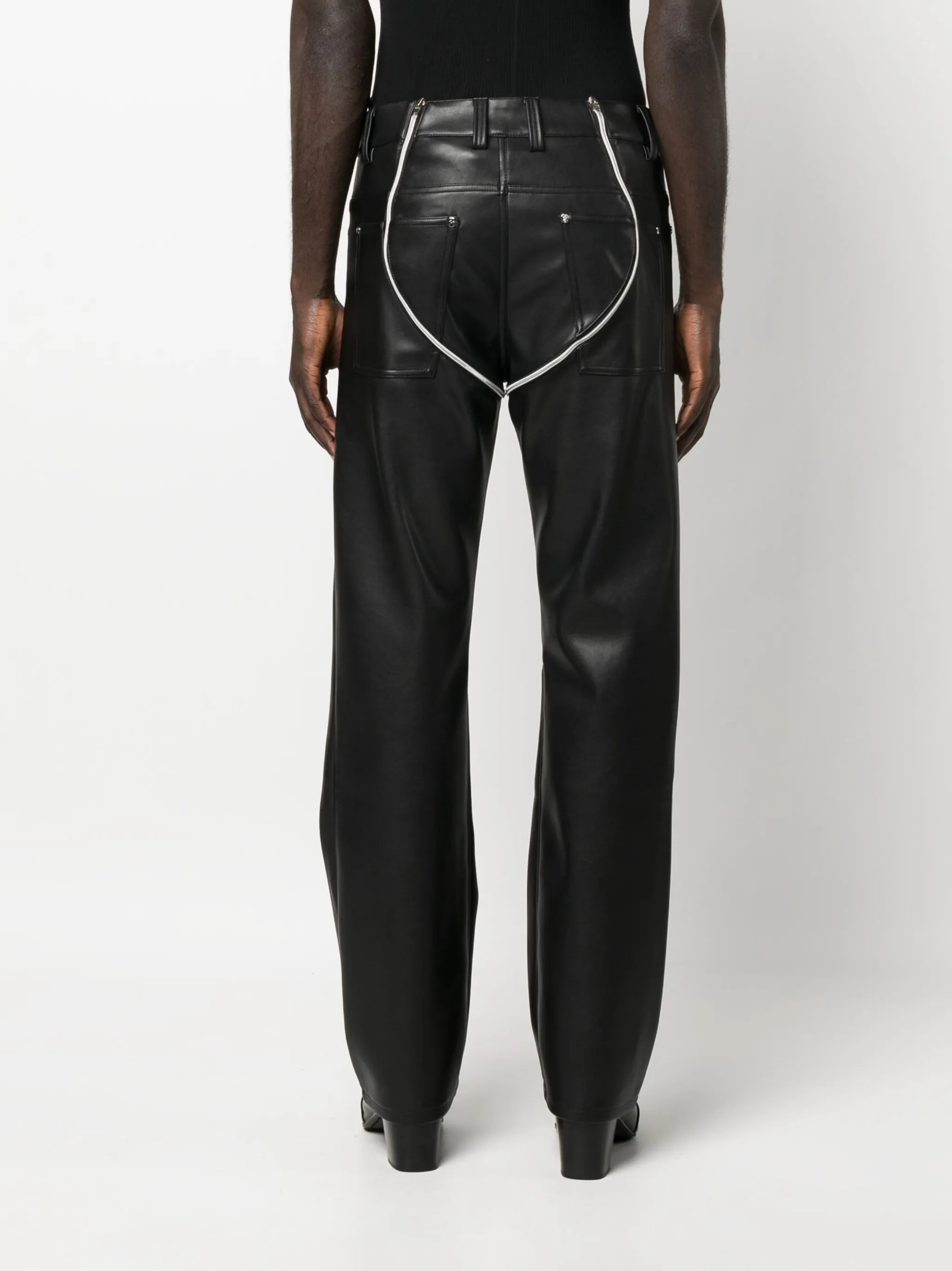 double-zip flared trousers