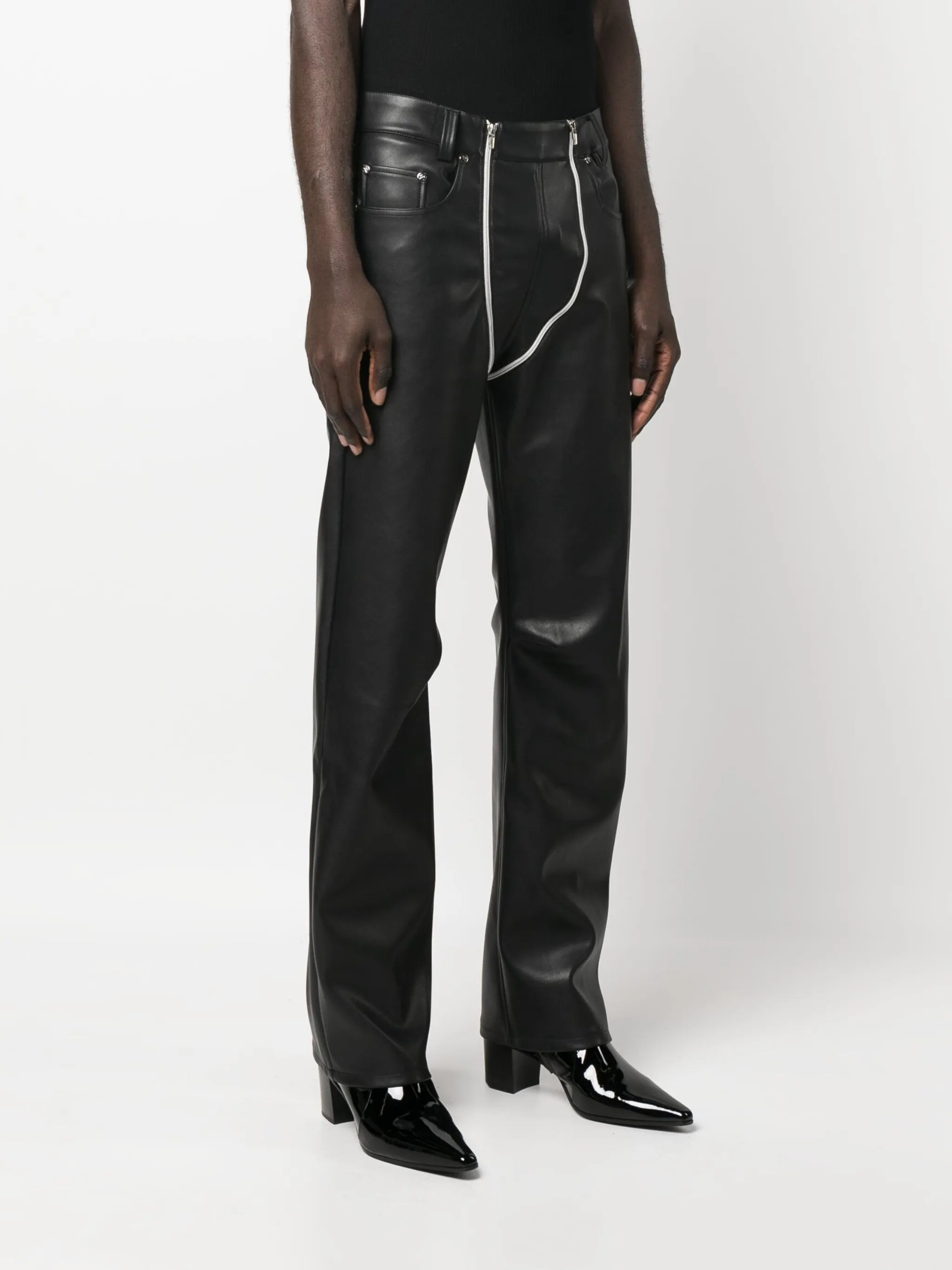 double-zip flared trousers