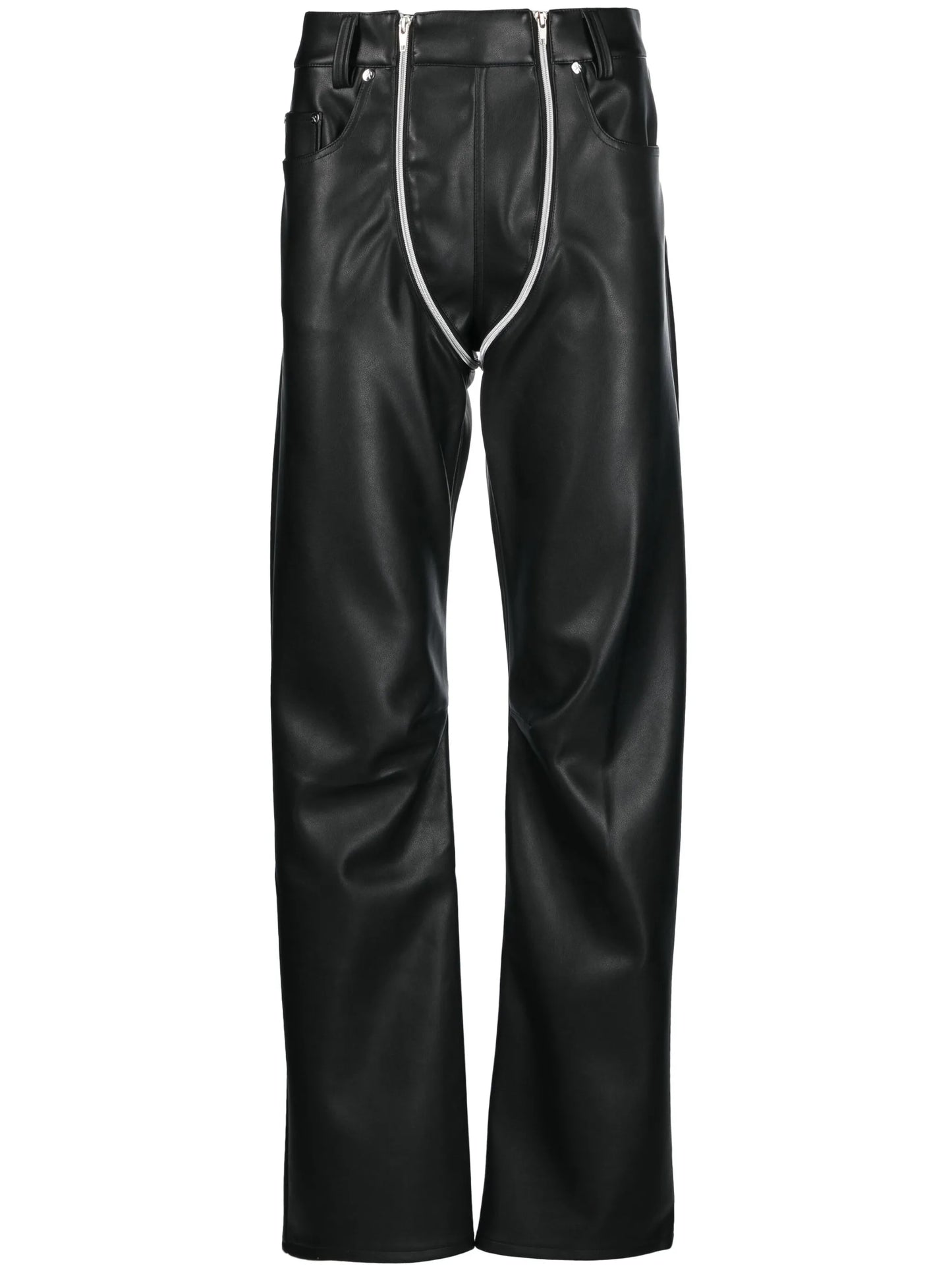 double-zip flared trousers