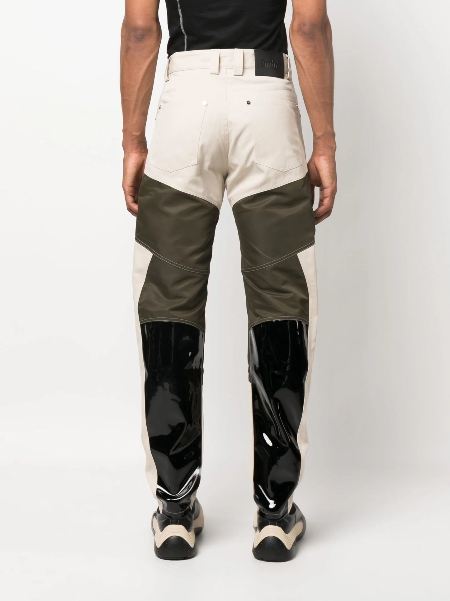 patchwork vinyl trousers