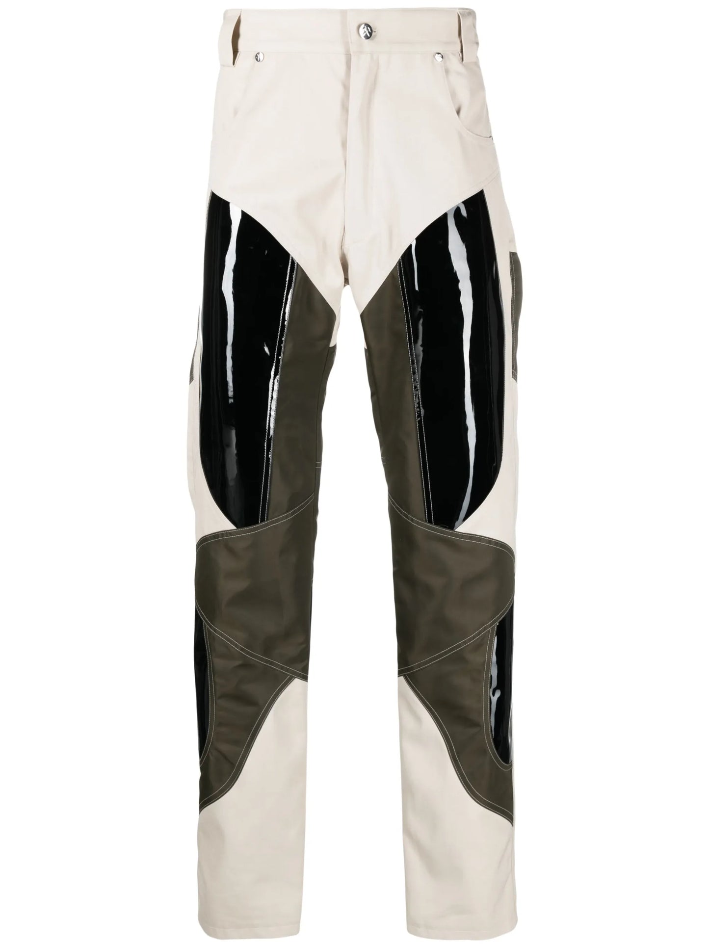 patchwork vinyl trousers